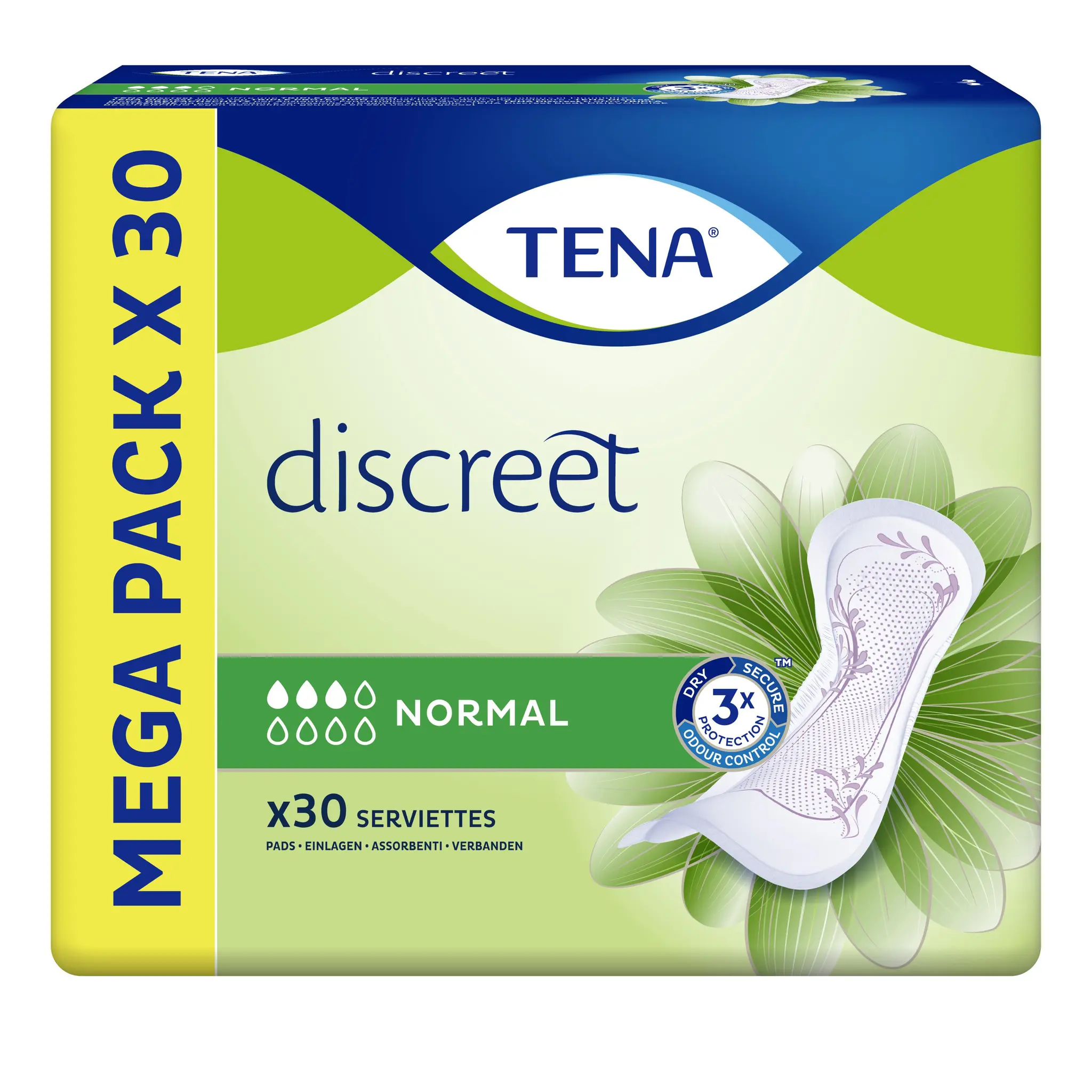 TENA Discreet Serviettes hygiéniques sans ailettes normal