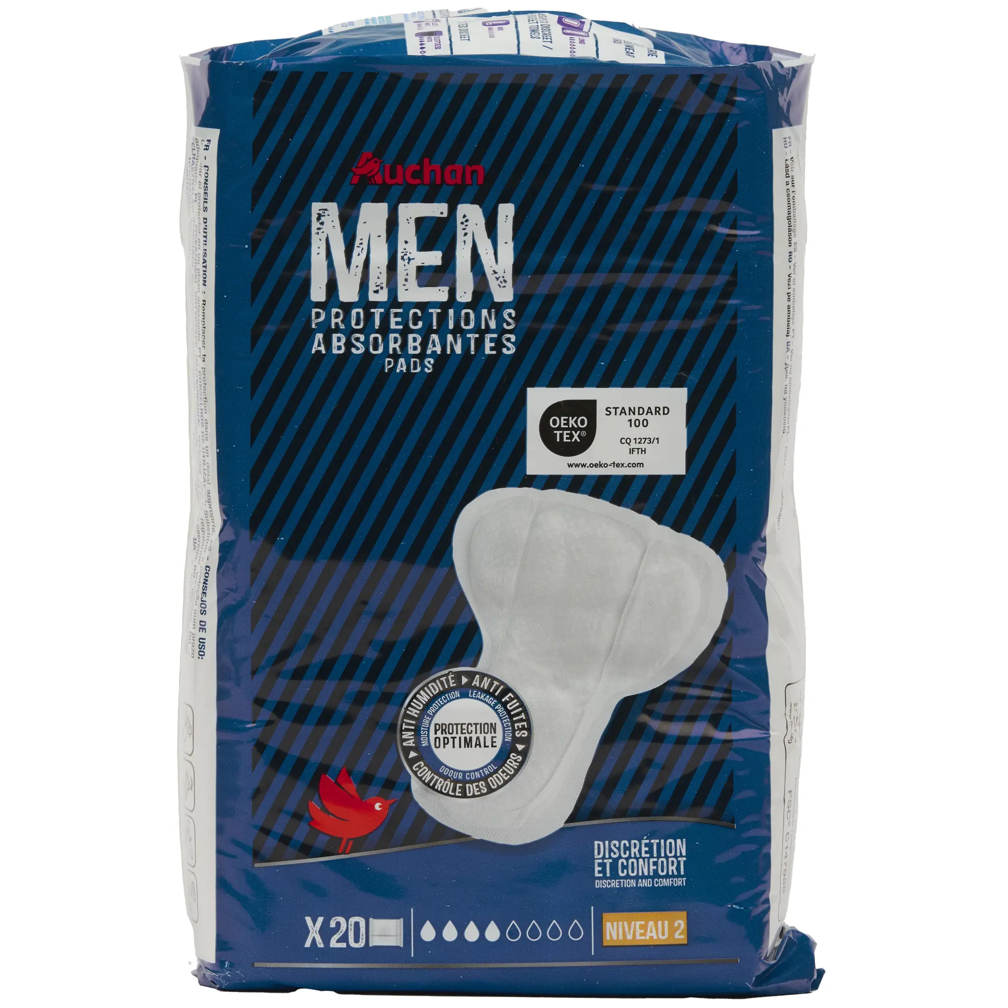 AUCHAN Serviettes incontinences protections absorbantes Men Niveau 2