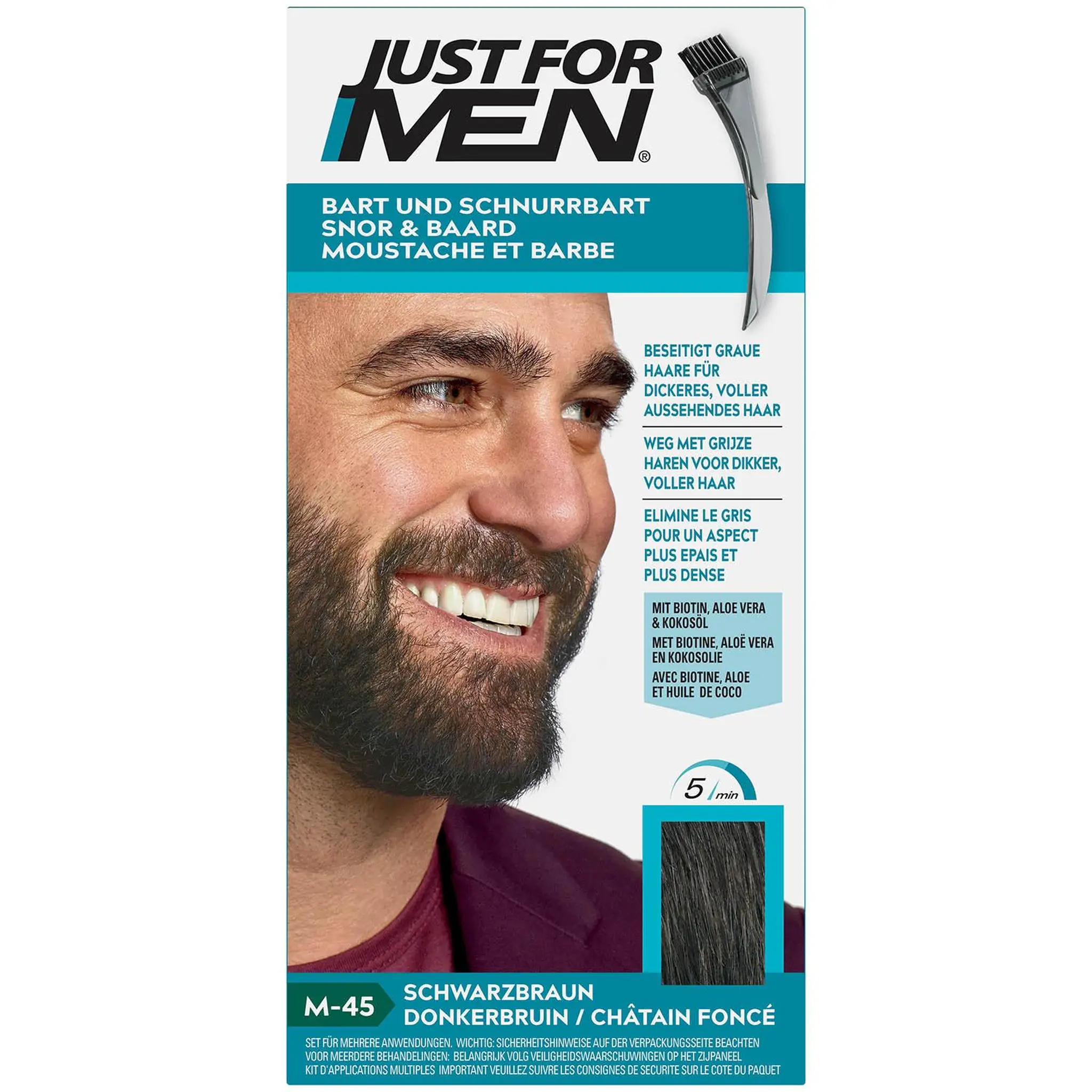 JUST FOR MEN Coloration gel pour moustache et barbe M-45 châtain foncé