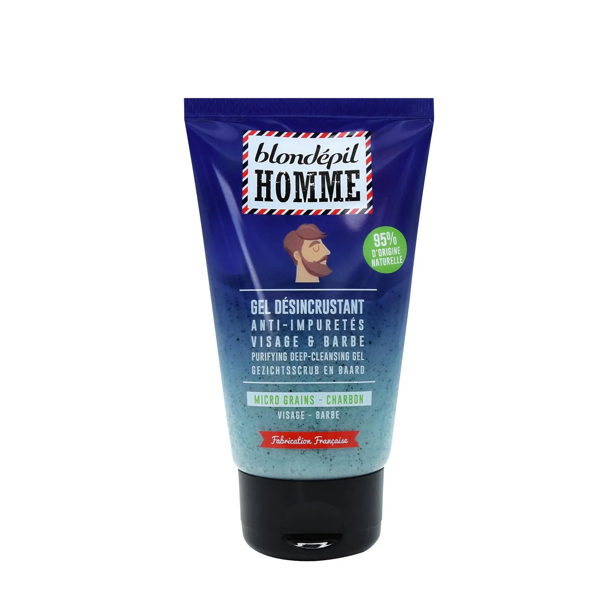 BLONDEPIL HOMME Gel désincrustant anti-impuretés micro grains charbon visage et barbe