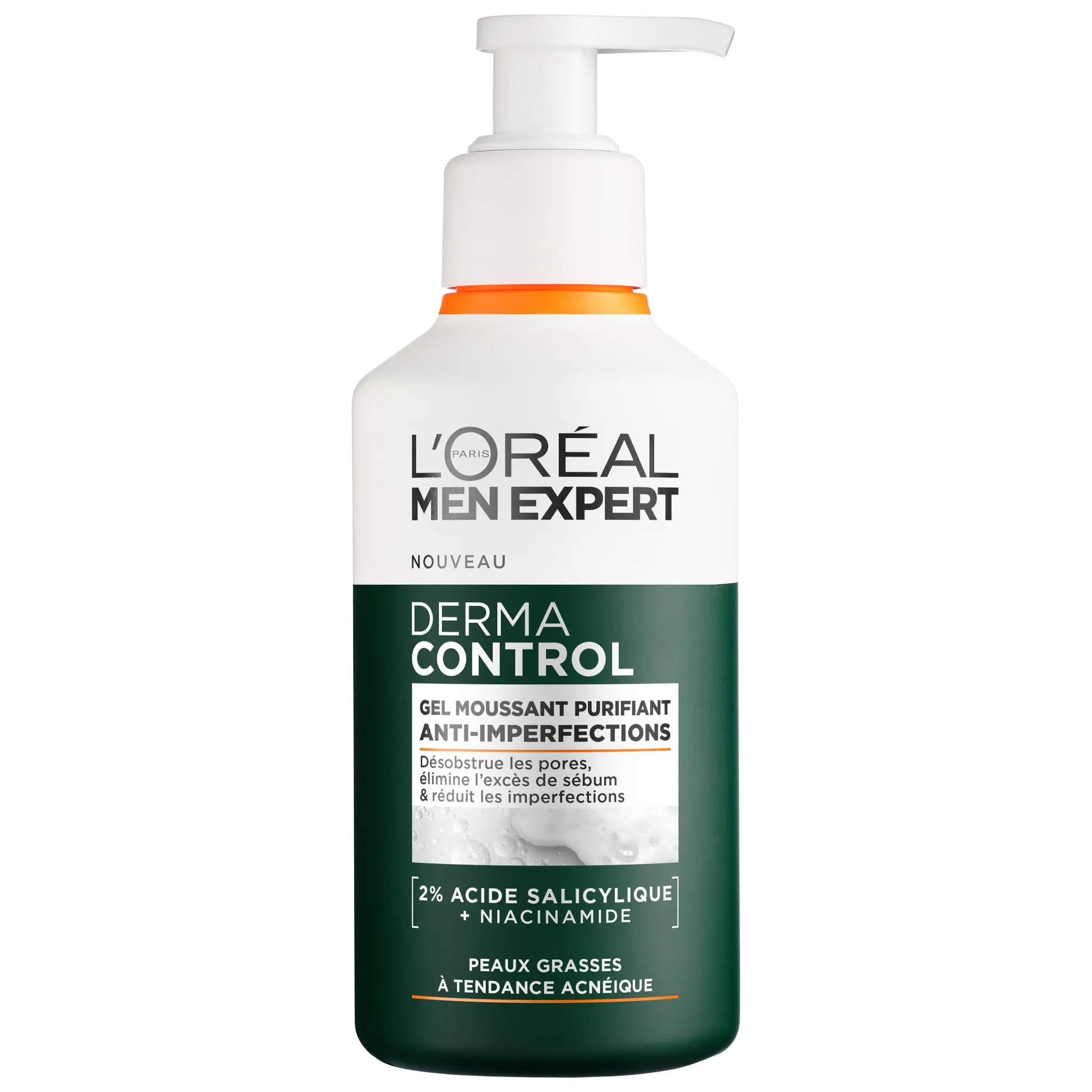 L'OREAL Men Expert Derma control gel nettoyant purifiant anti-imperfections pour peaux grasses à tendance acnéique