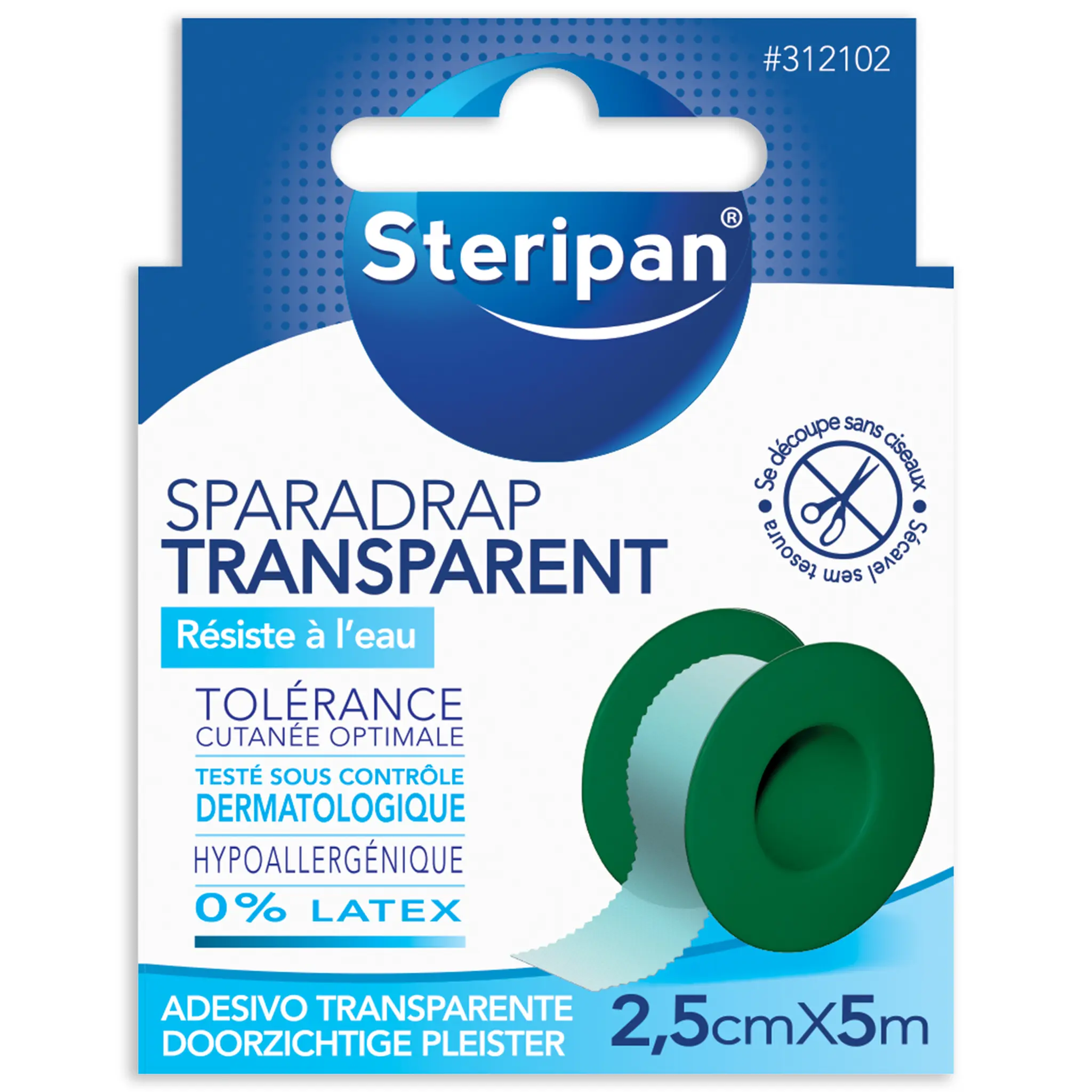 STERIPAN Sparadrap transparent résistant à l'eau 5mx2.5cm