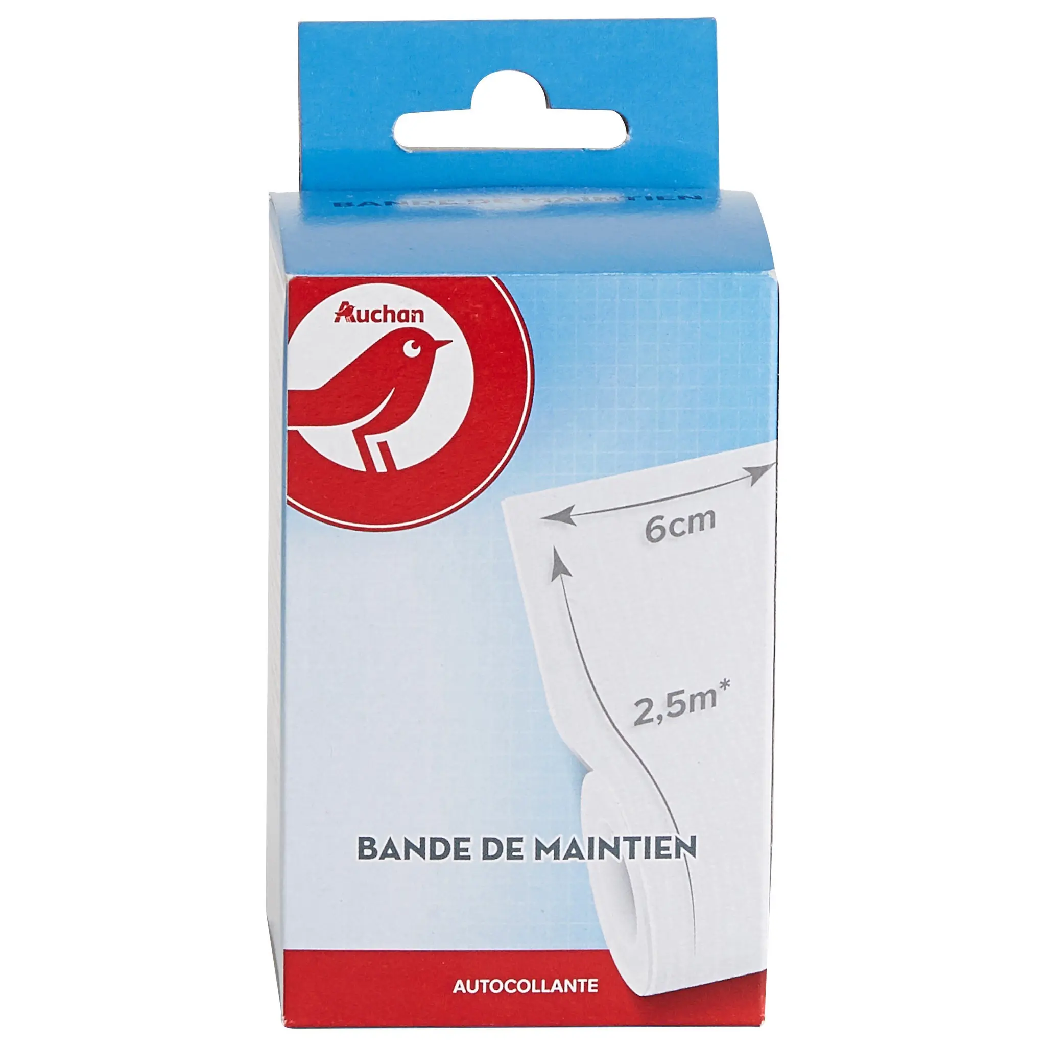 AUCHAN Bande de maintien autocollante 2.5m X 6cm