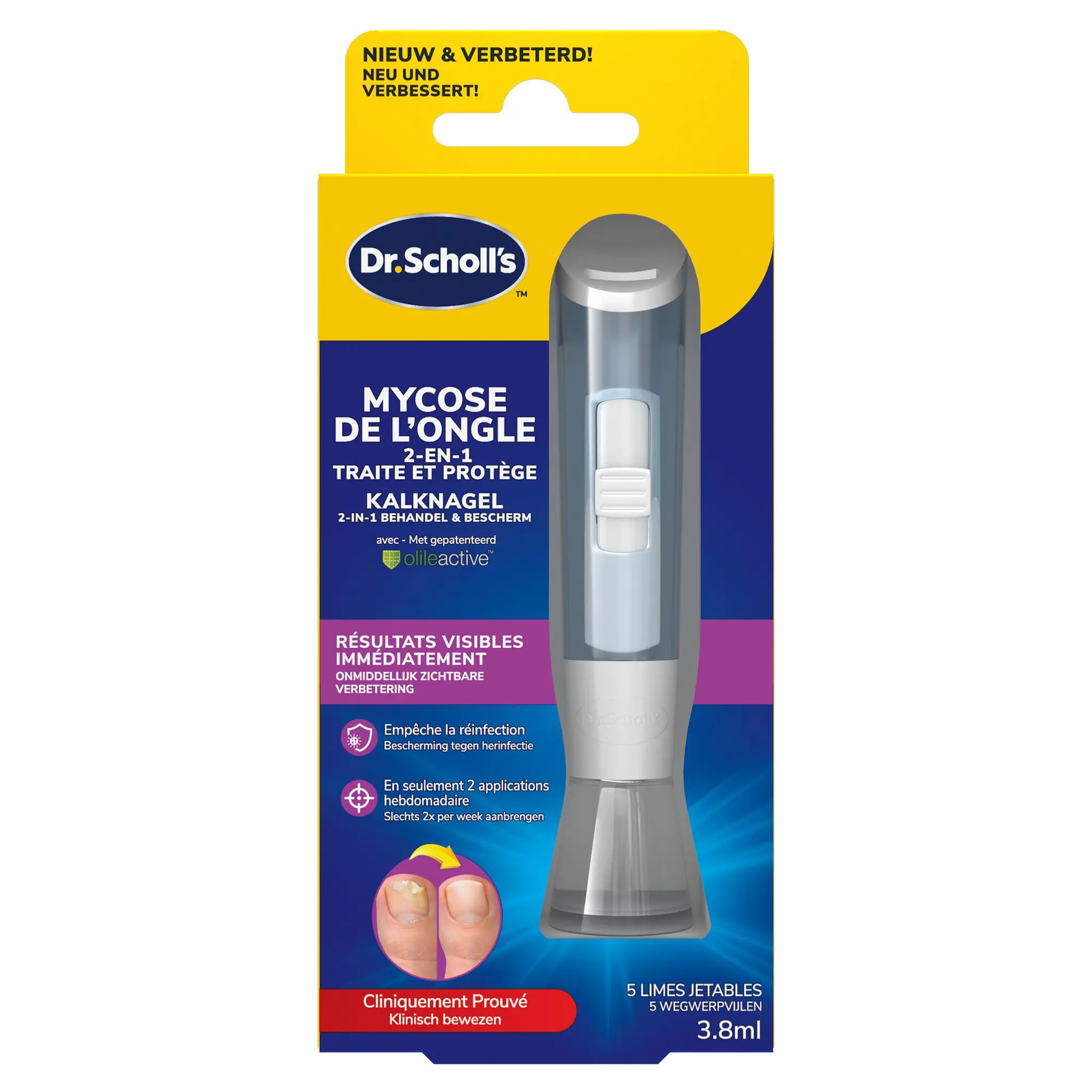 SCHOLL Traitement mycose solution 2en1 ongles abimés