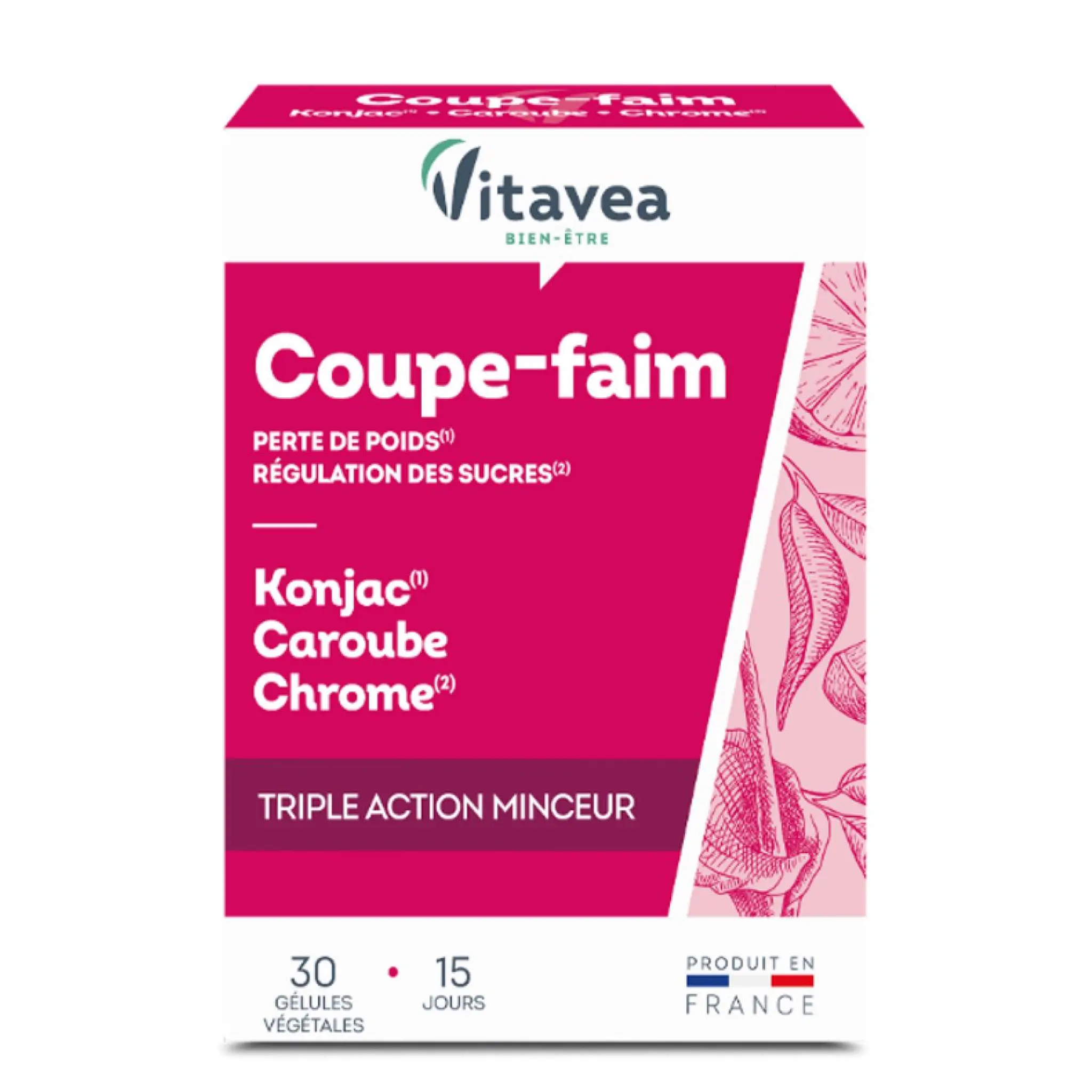 VITAVEA Complément alimentaire Coupe-faim perte de poids au Konjac Caroube et chrome