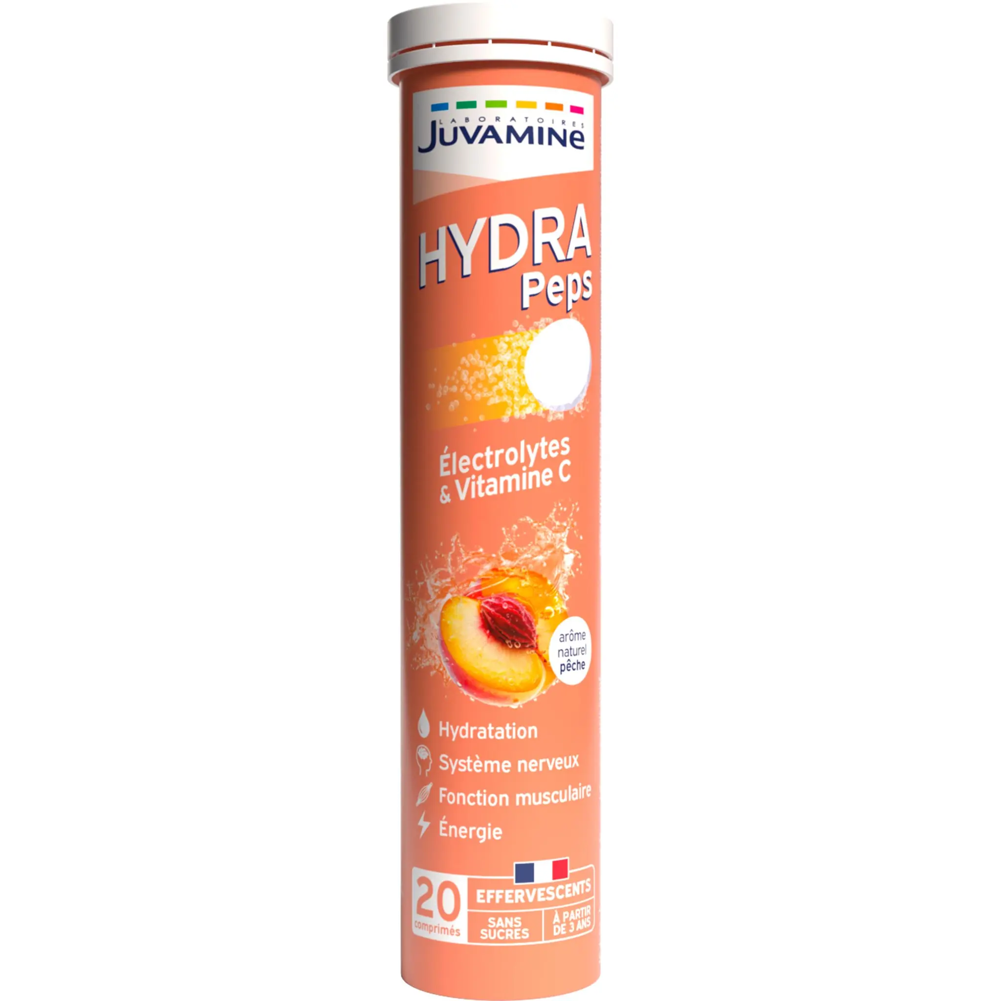 JUVAMINE Hydra Peps Electrolytes et Vitamines C à la pêche comprimés effervescent