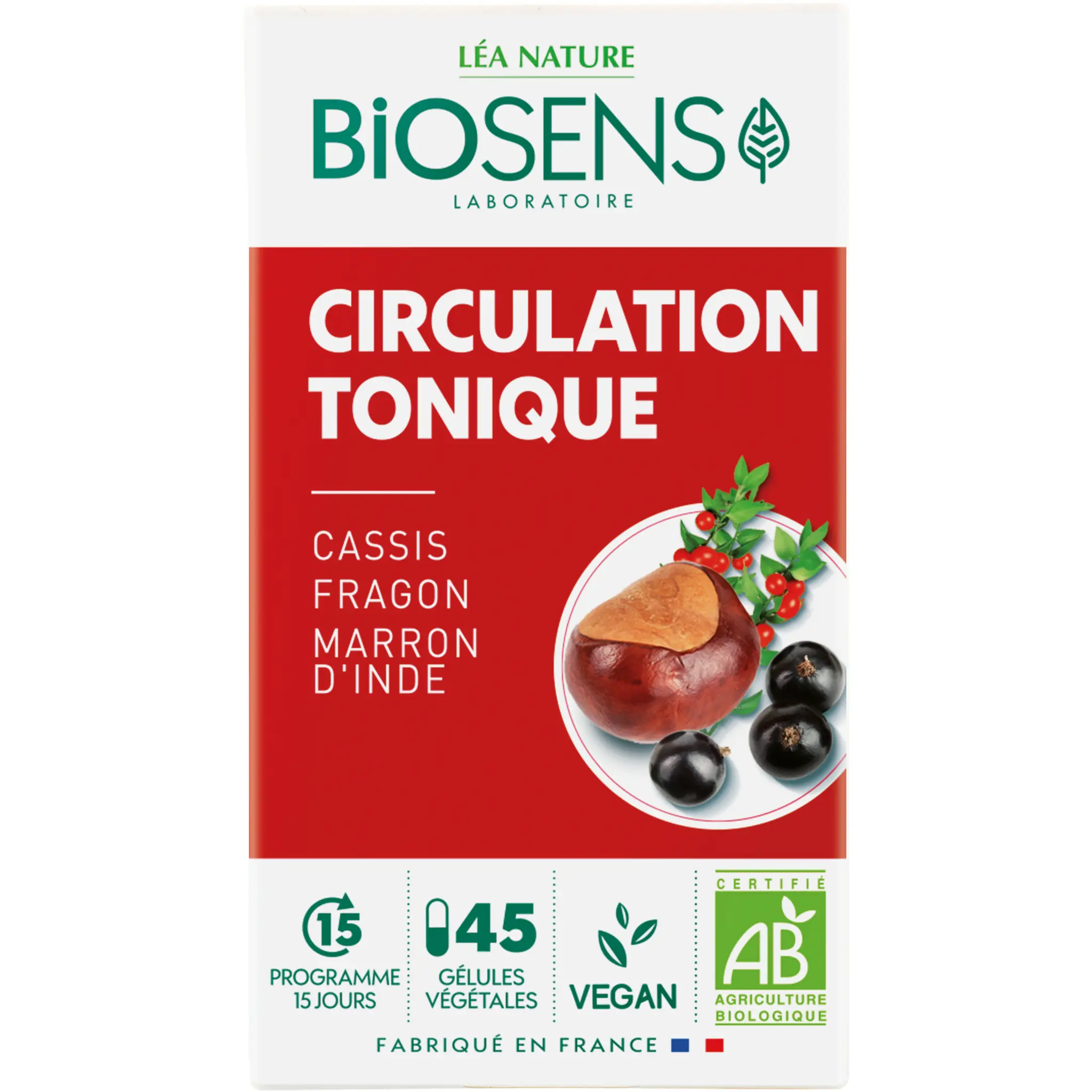 BIOSENS Gélules pour circulation tonique au cassis fragon et marron d'inde bio