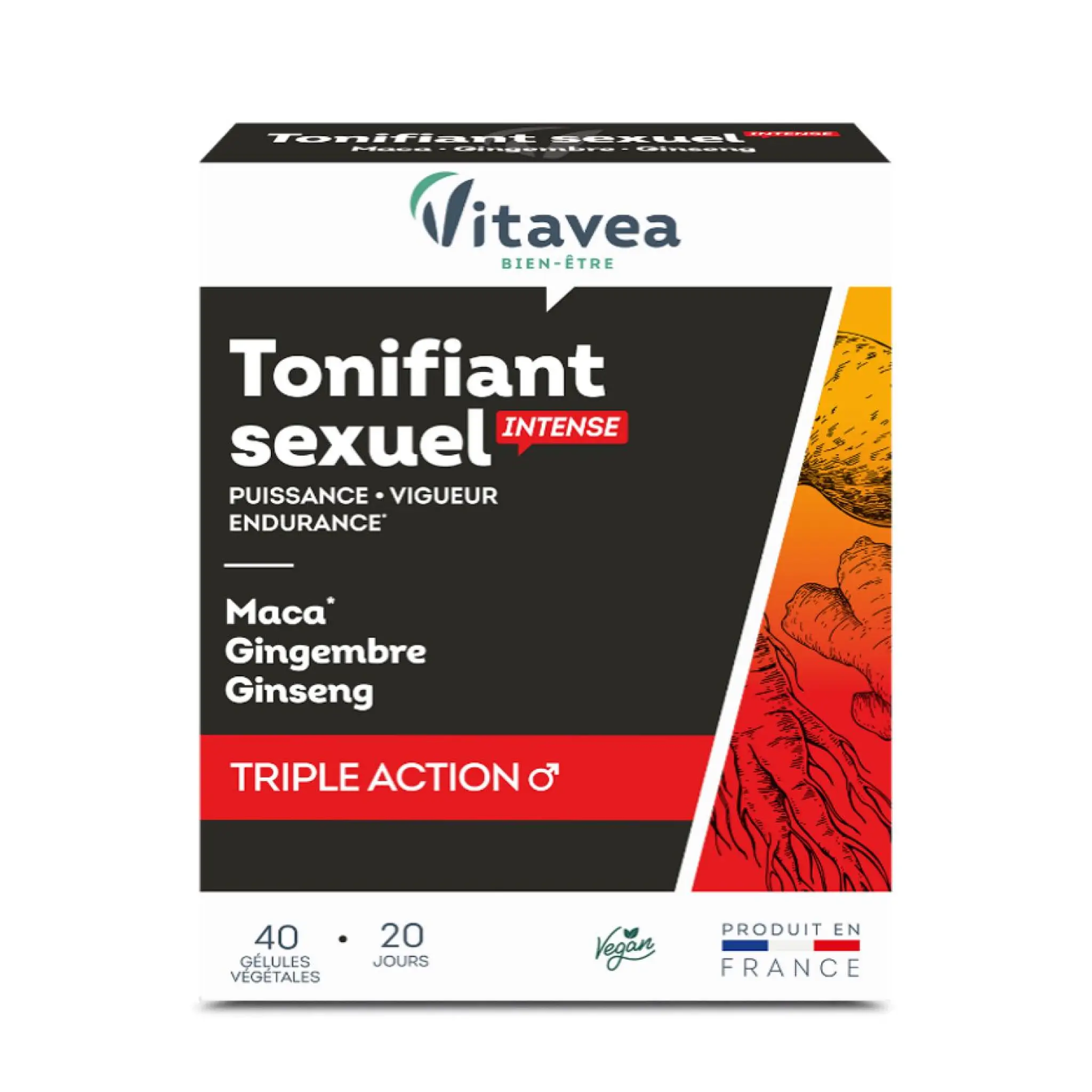 VITAVEA Compléments alimentaires tonifiant sexuel intense au gingembre maca et ginseng
