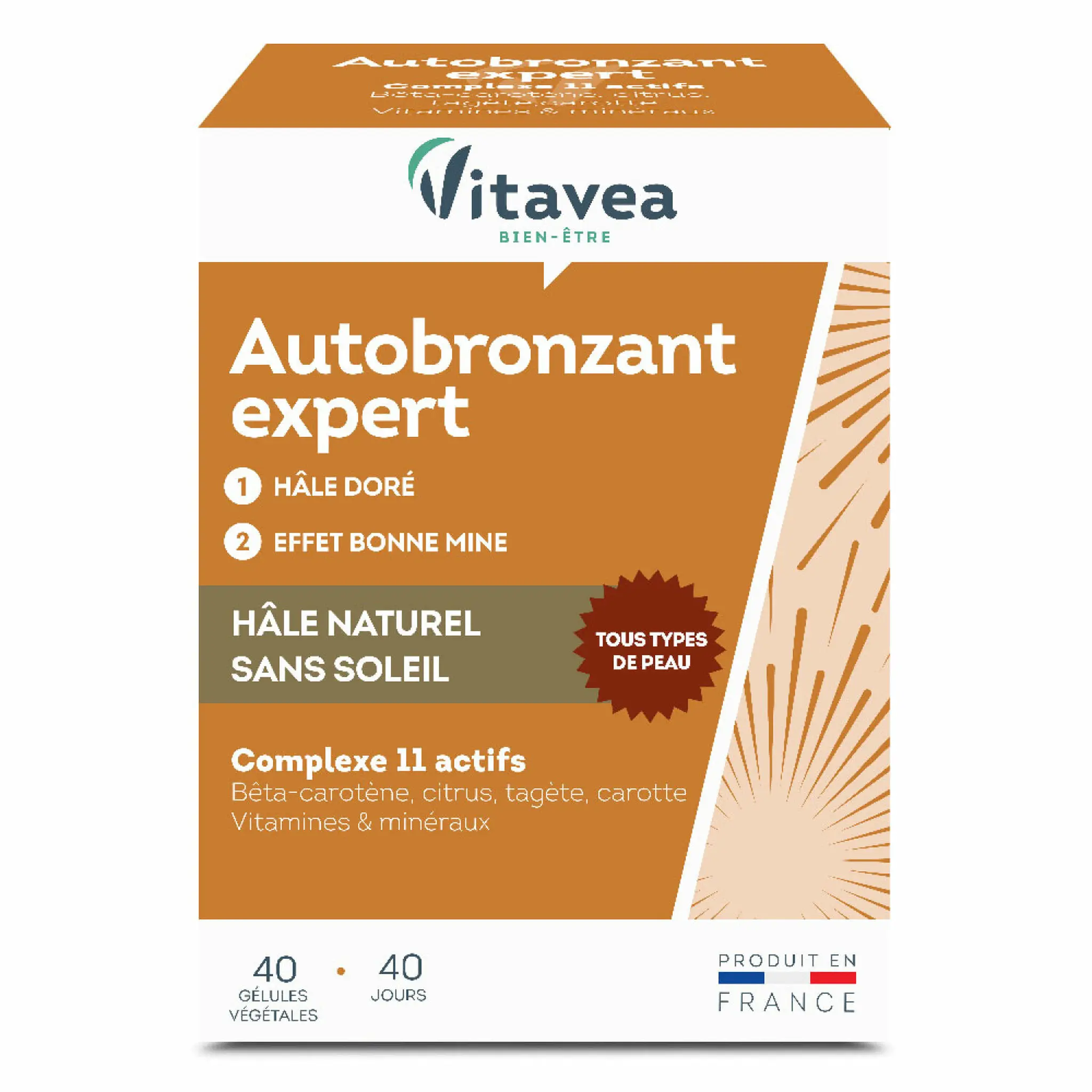VITAVEA Gélules végétales autobronzant expert hâle naturel sans soleil tous types de peau