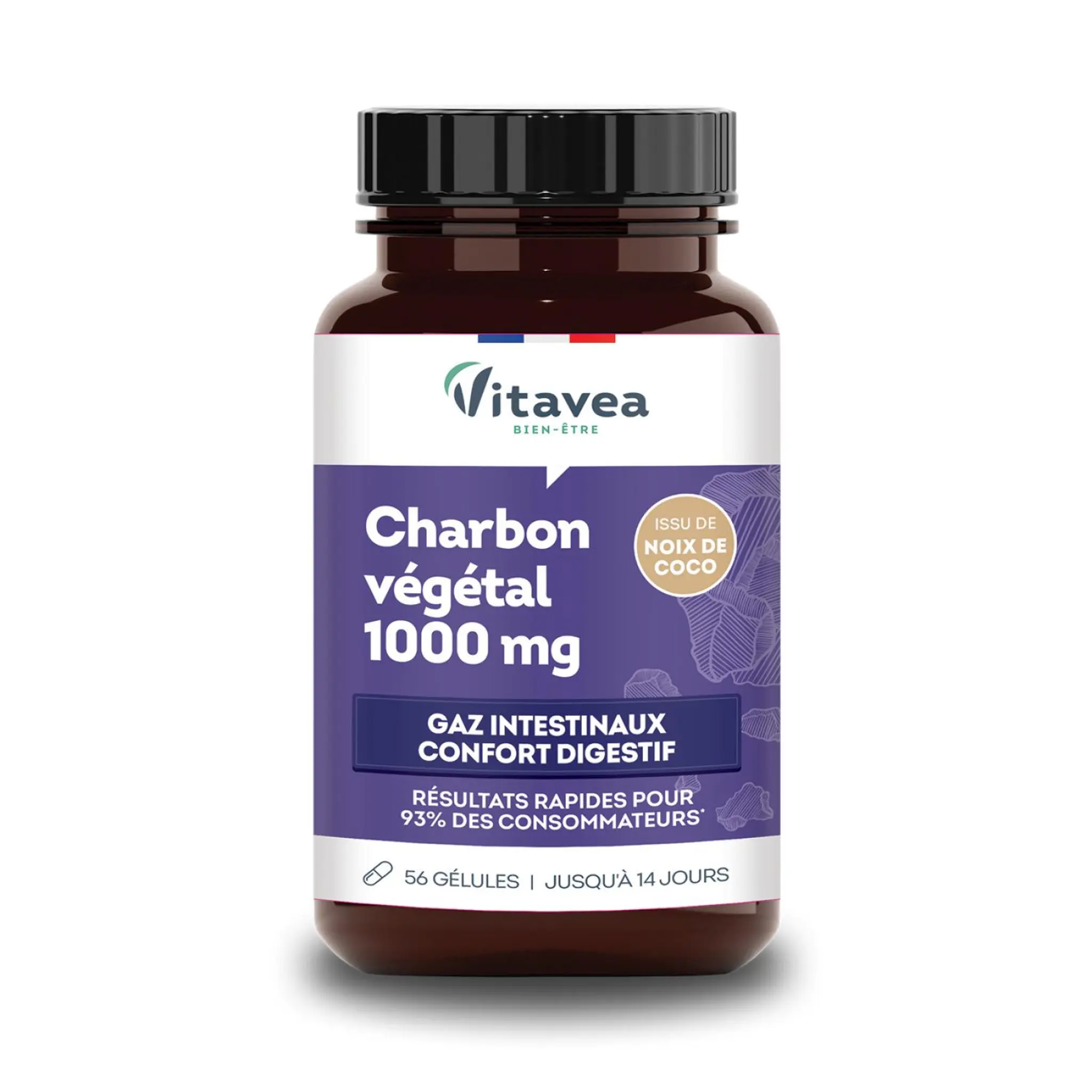 VITAVEA Complément alimentaire Charbon végétal 1000 mg gaz intestinaux et confort digestif
