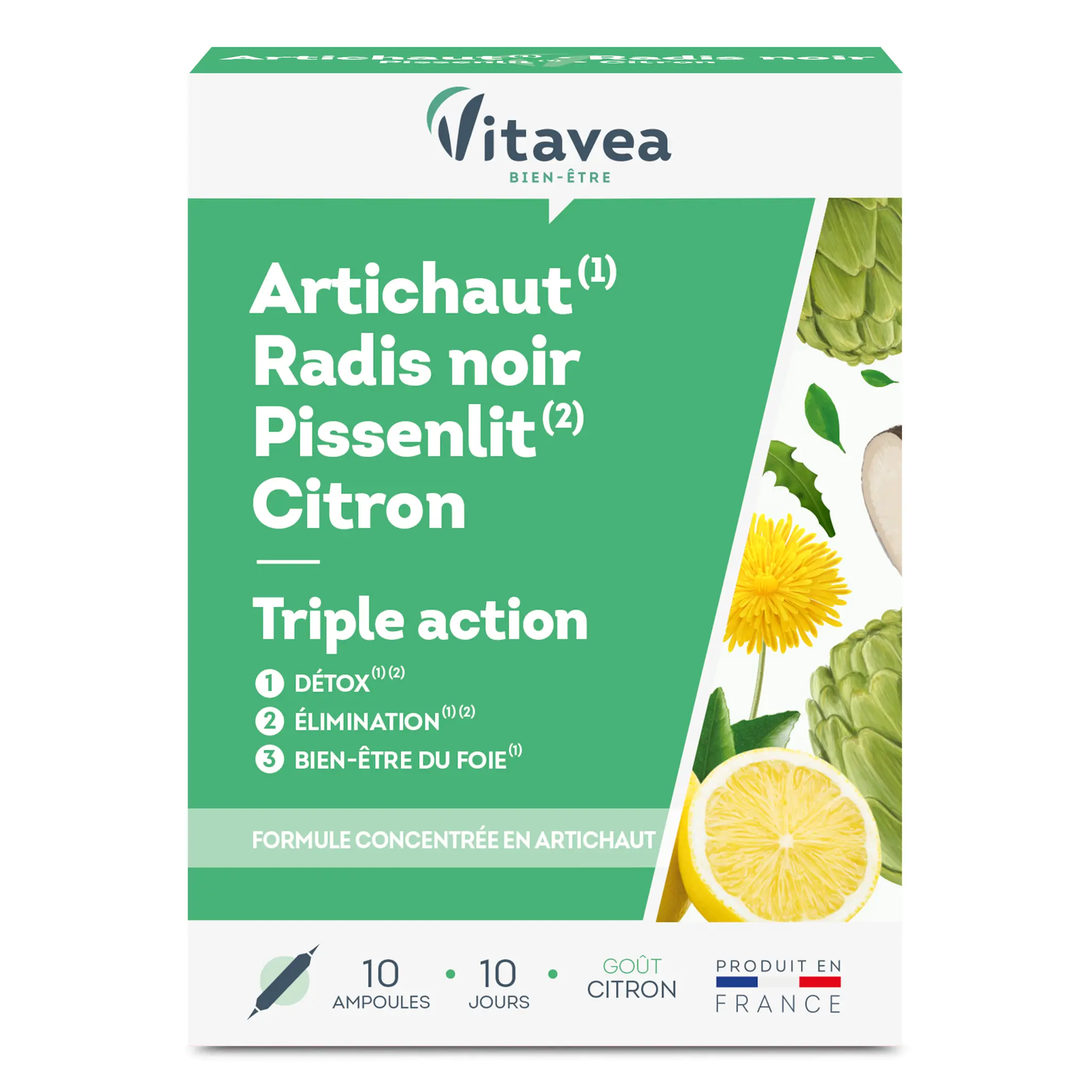 VITAVEA Ampoule artichaut radis noir pissenlit citron goût citron