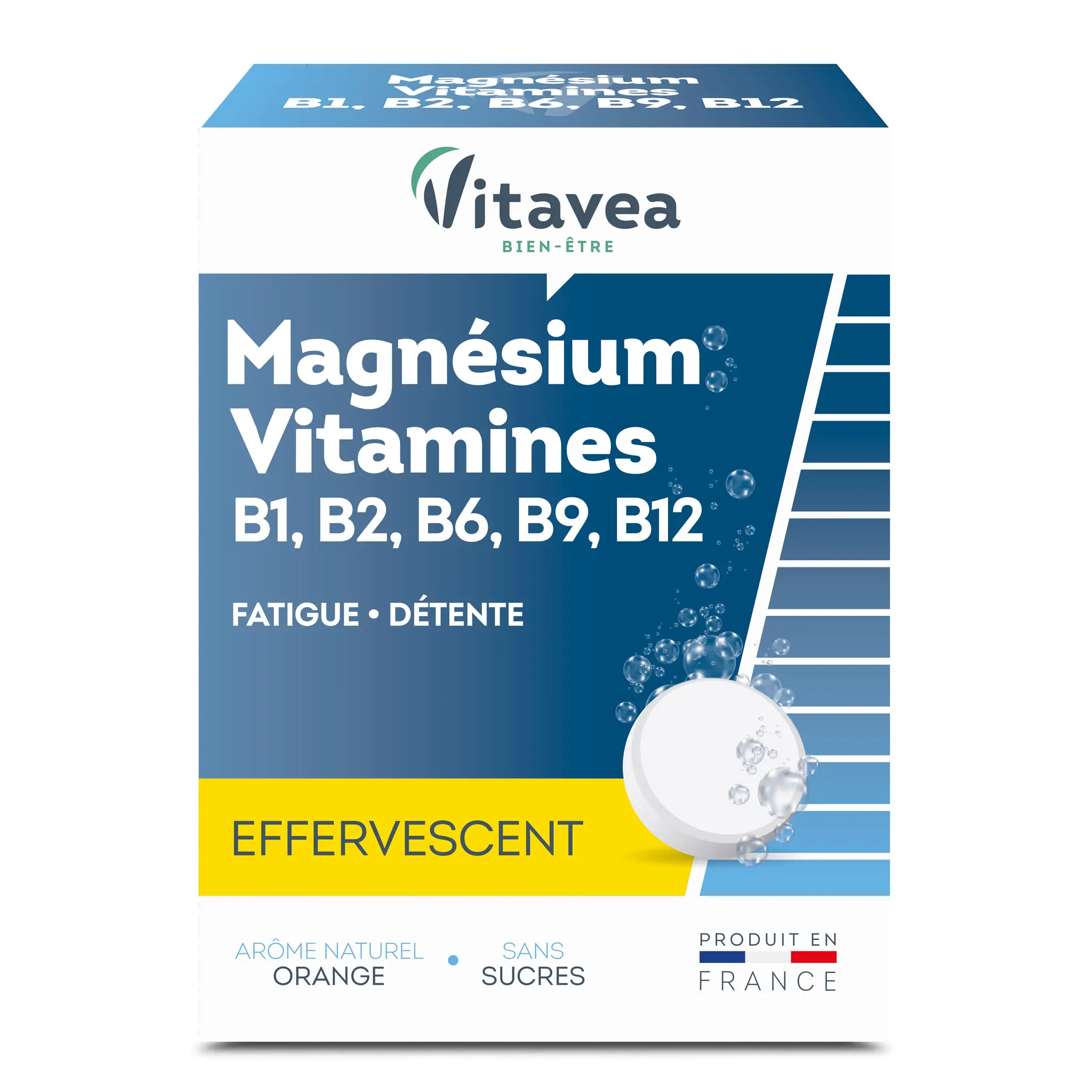 VITAVEA Comprimé effervescent magnésium vitamines fatigue détente énergie arôme orange