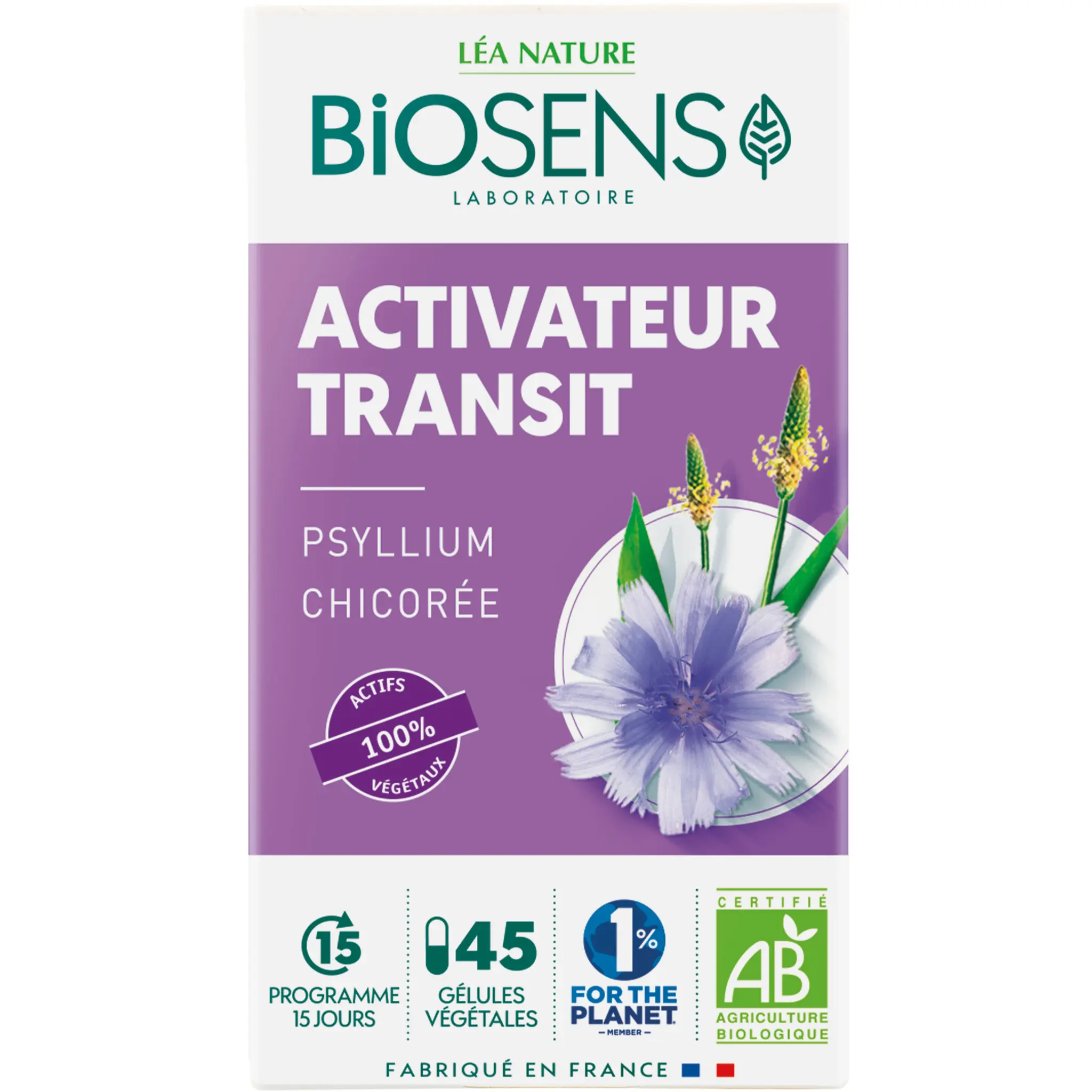 BIOSENS Complément alimentaire bio activateur transit psyllium et chicorée