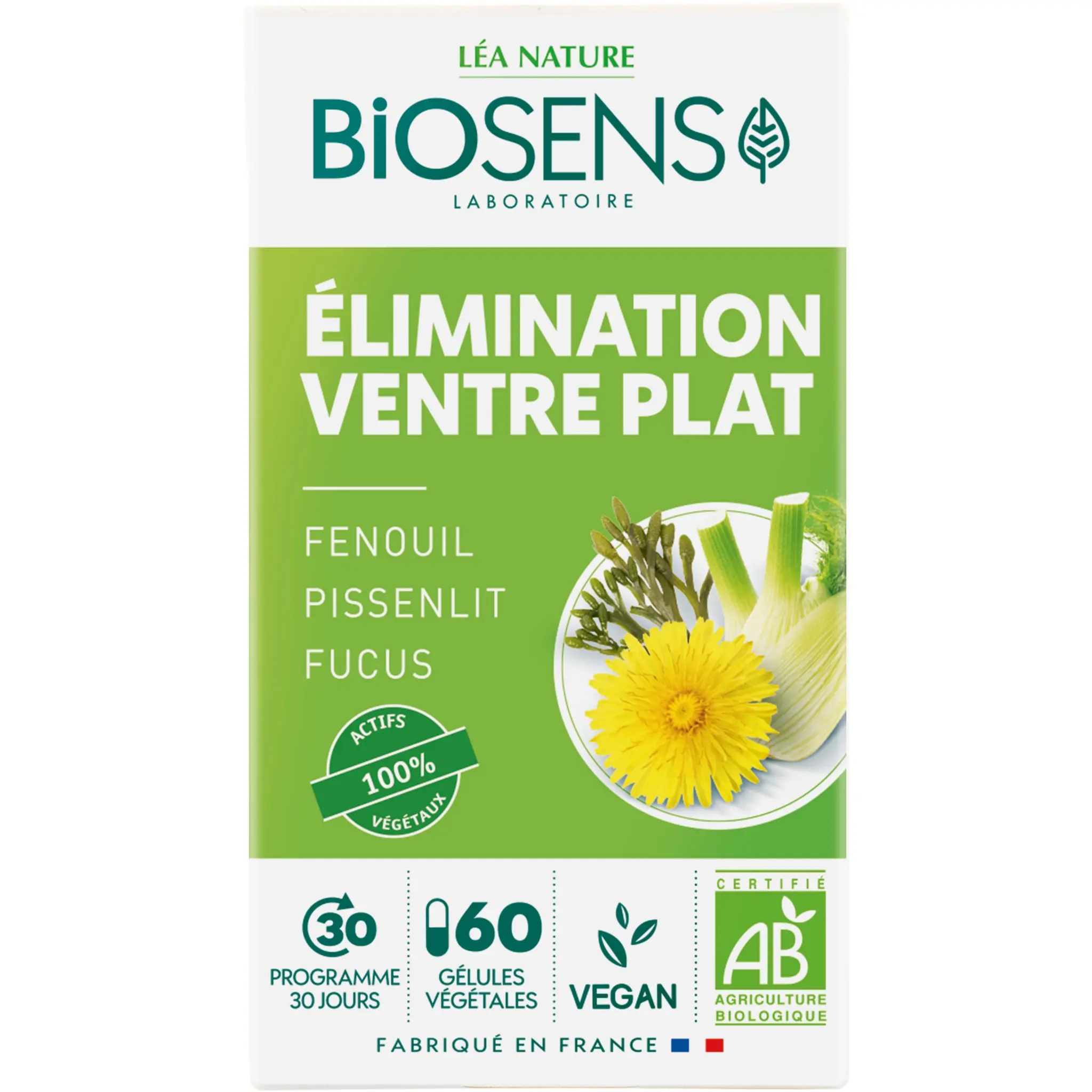 BIOSENS Complément alimentaire bio élimination ventre plat au fenouil pissenlit et fucus