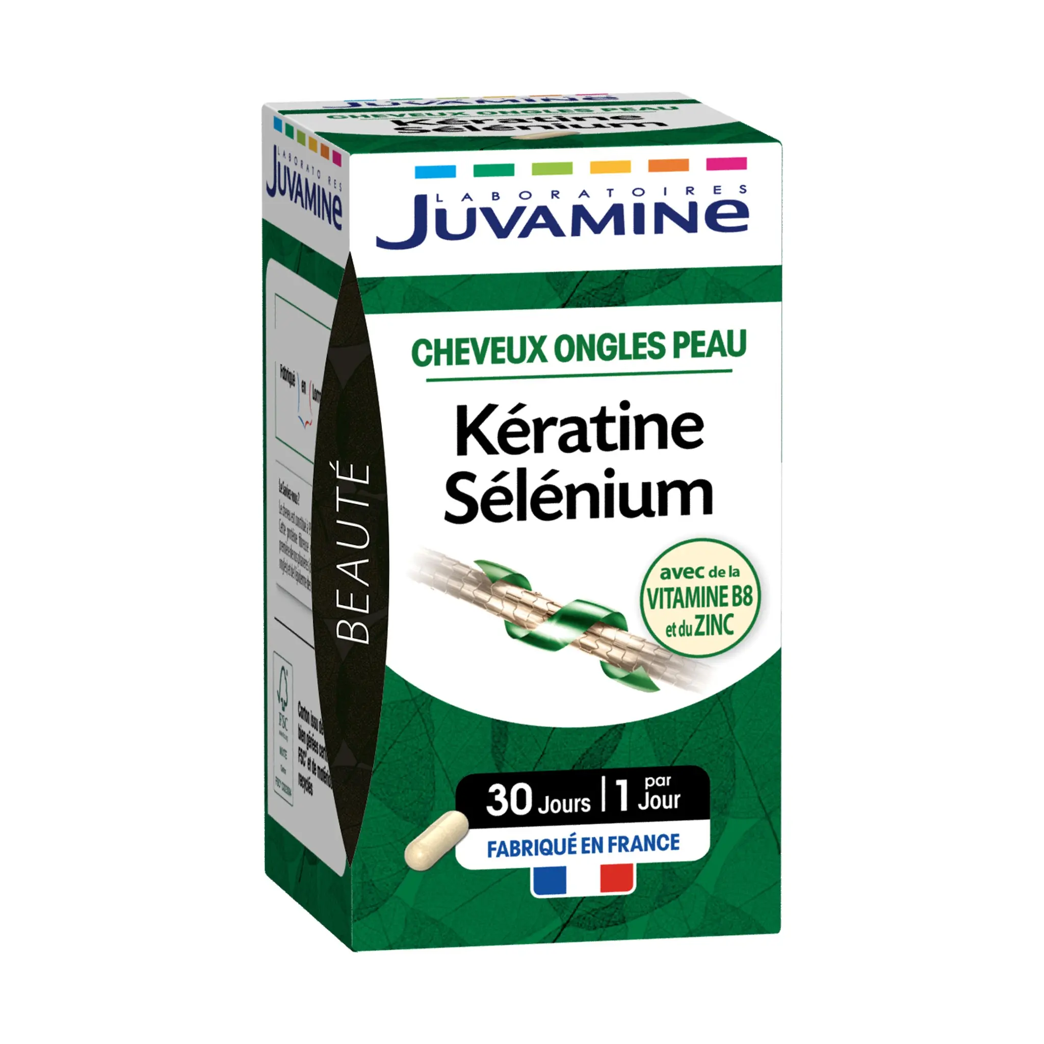 JUVAMINE Kératine sélénium cheveux ongles peau avec de la vitamine B8 et du zinc