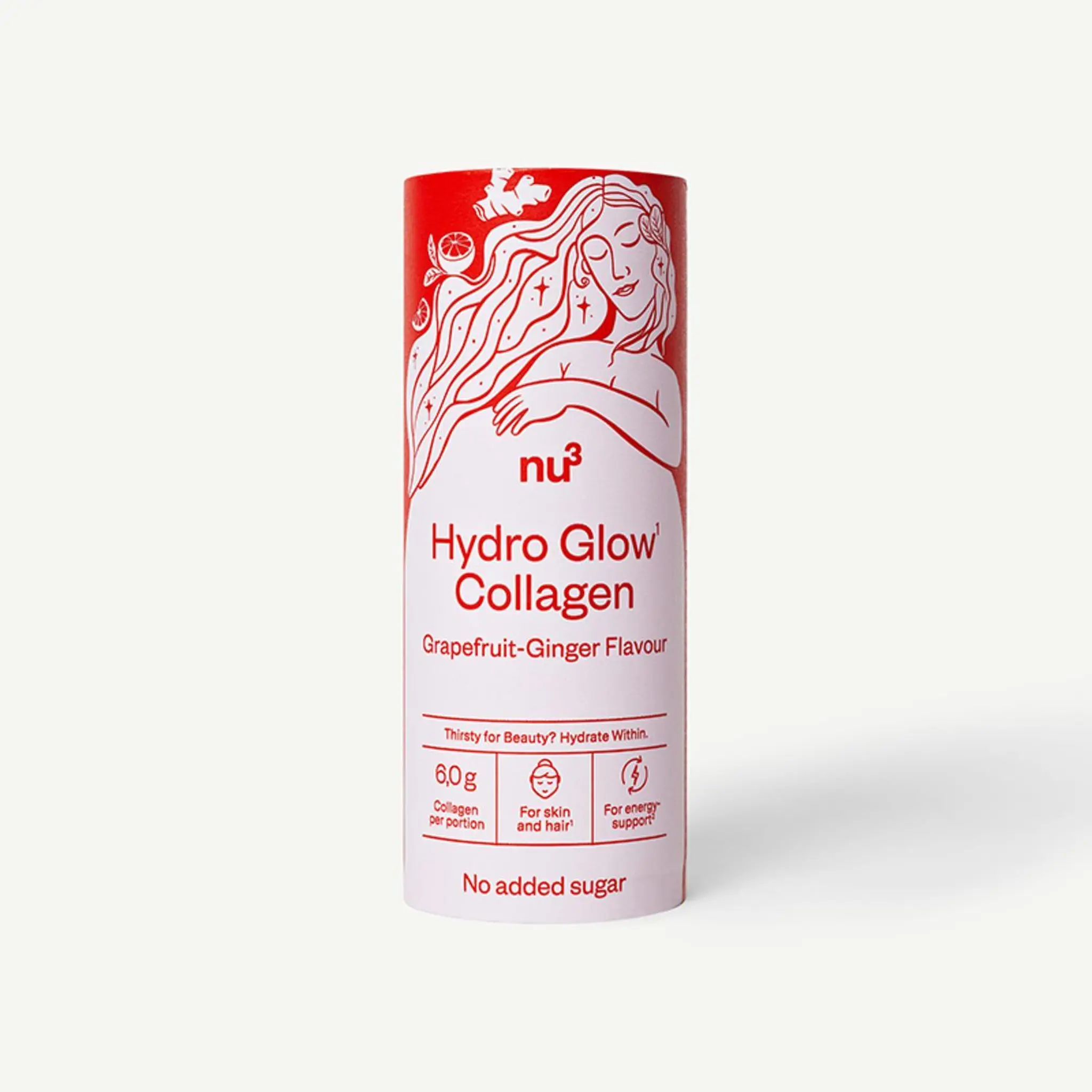 NU3 Boisson Hydro Glow au collagène saveur gingembre pamplemousse sans sucres ajoutés