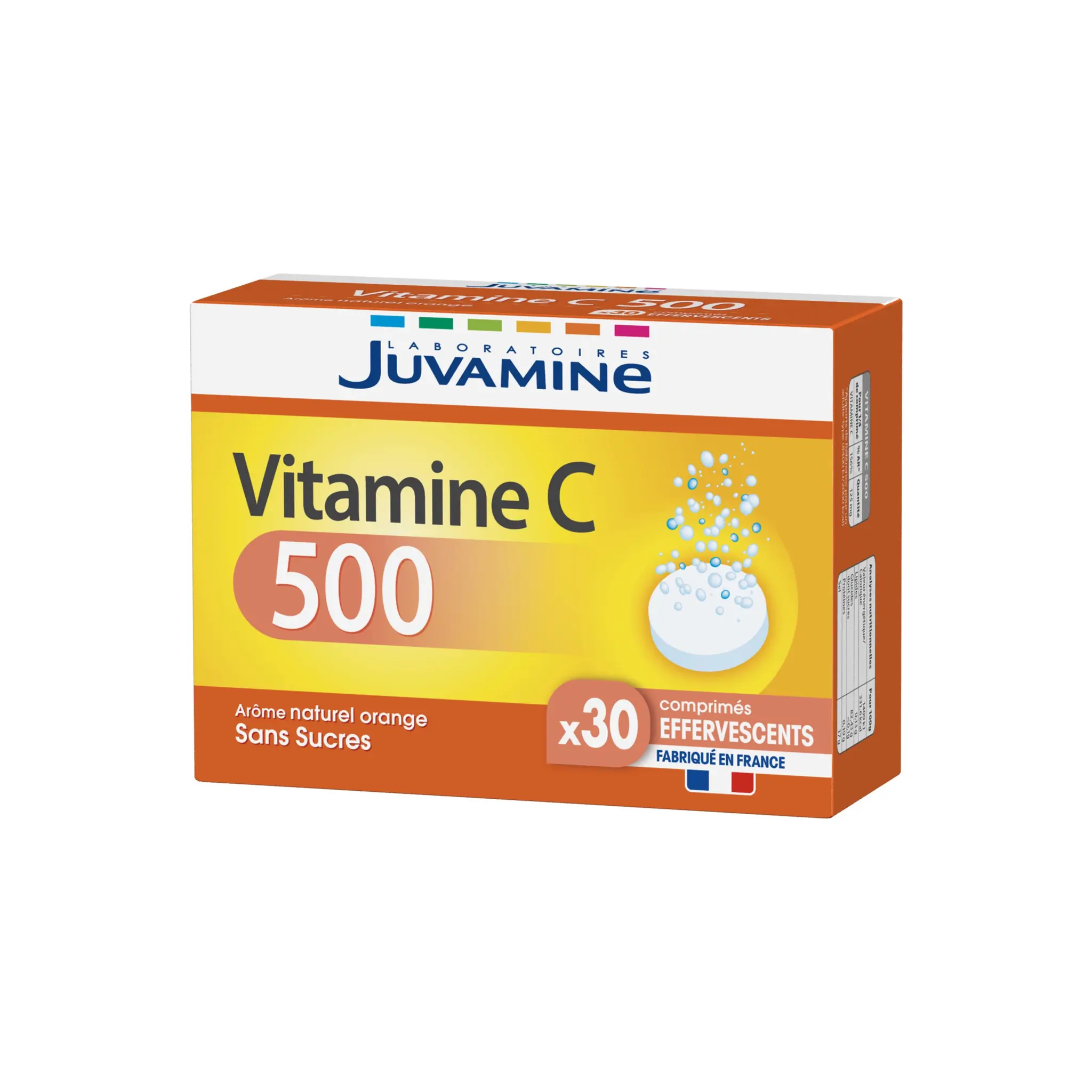 JUVAMINE Comprimés effervescents vitamine C arôme naturel orange sans sucres