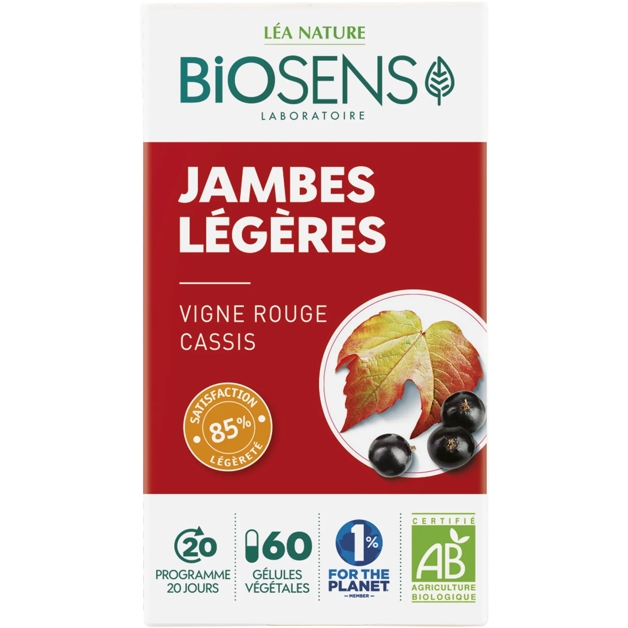 BIOSENS Complément alimentaire bio jambes légères vigne rouge et cassis