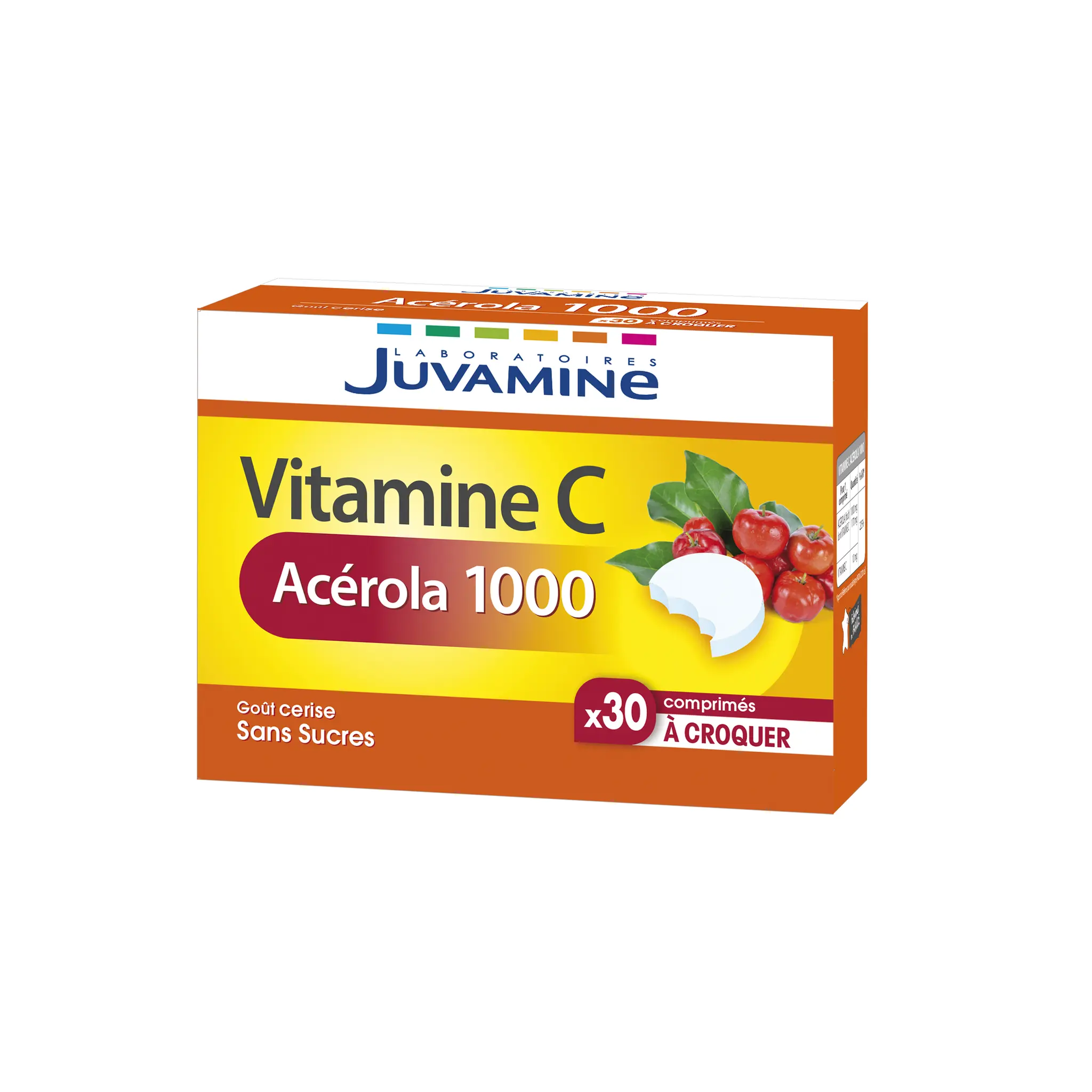 JUVAMINE Complément vitamine C acérola 1000 sans sucre goût cerise en comprimés