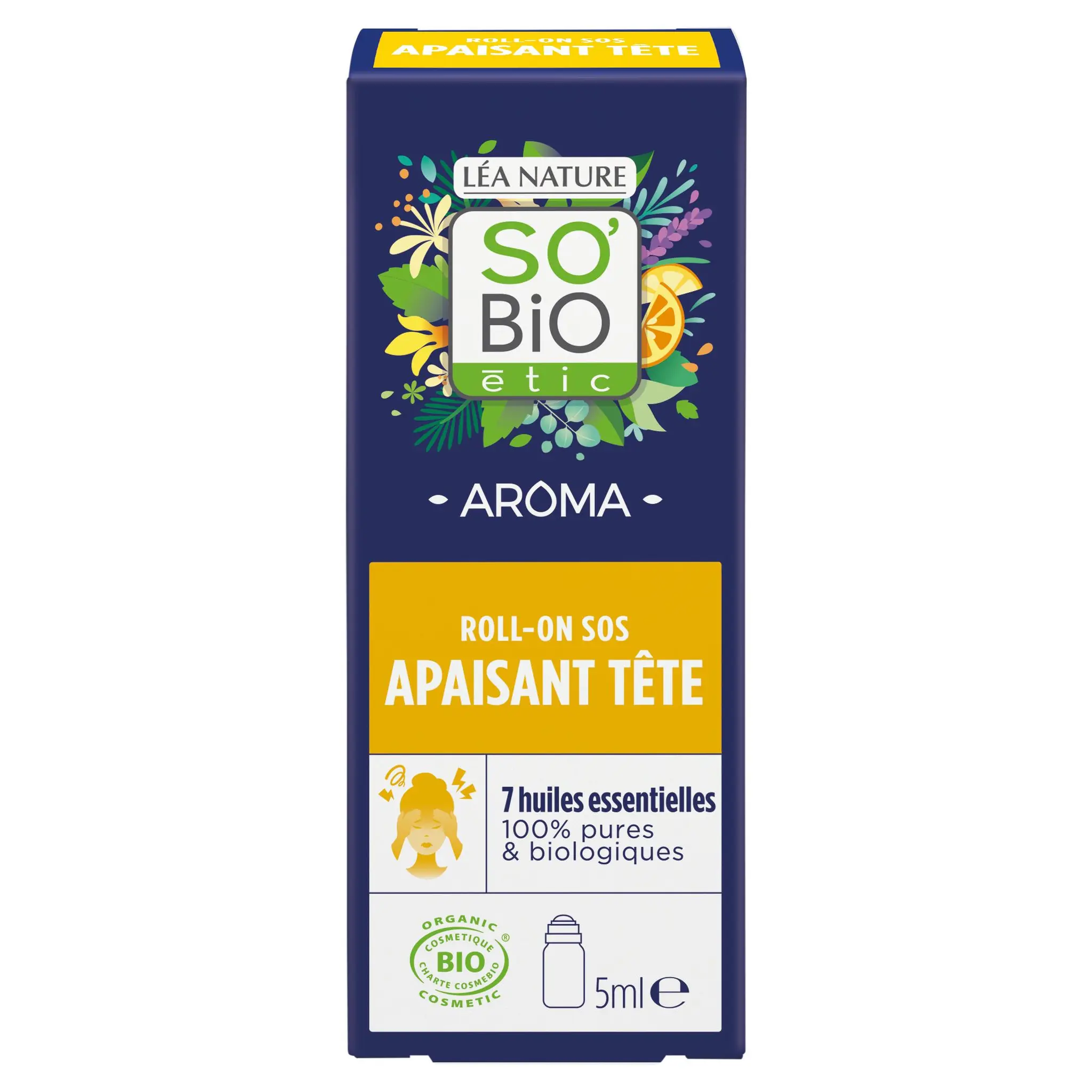 SO BIO ETIC Roll-on SOS maux de tête aux 7 huiles essentielles bio