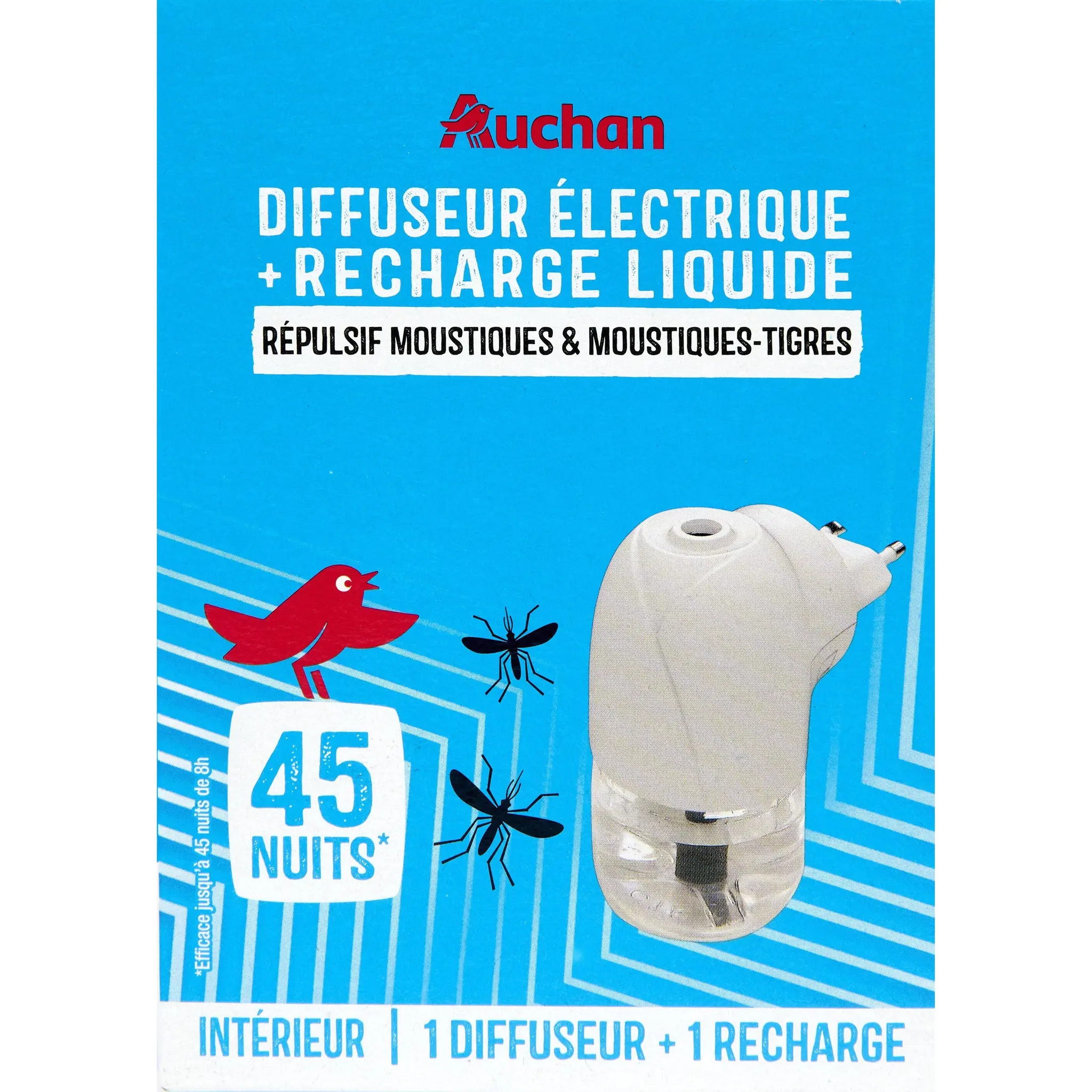 AUCHAN Diffuseur électrique anti-moustiques avec 1 recharge