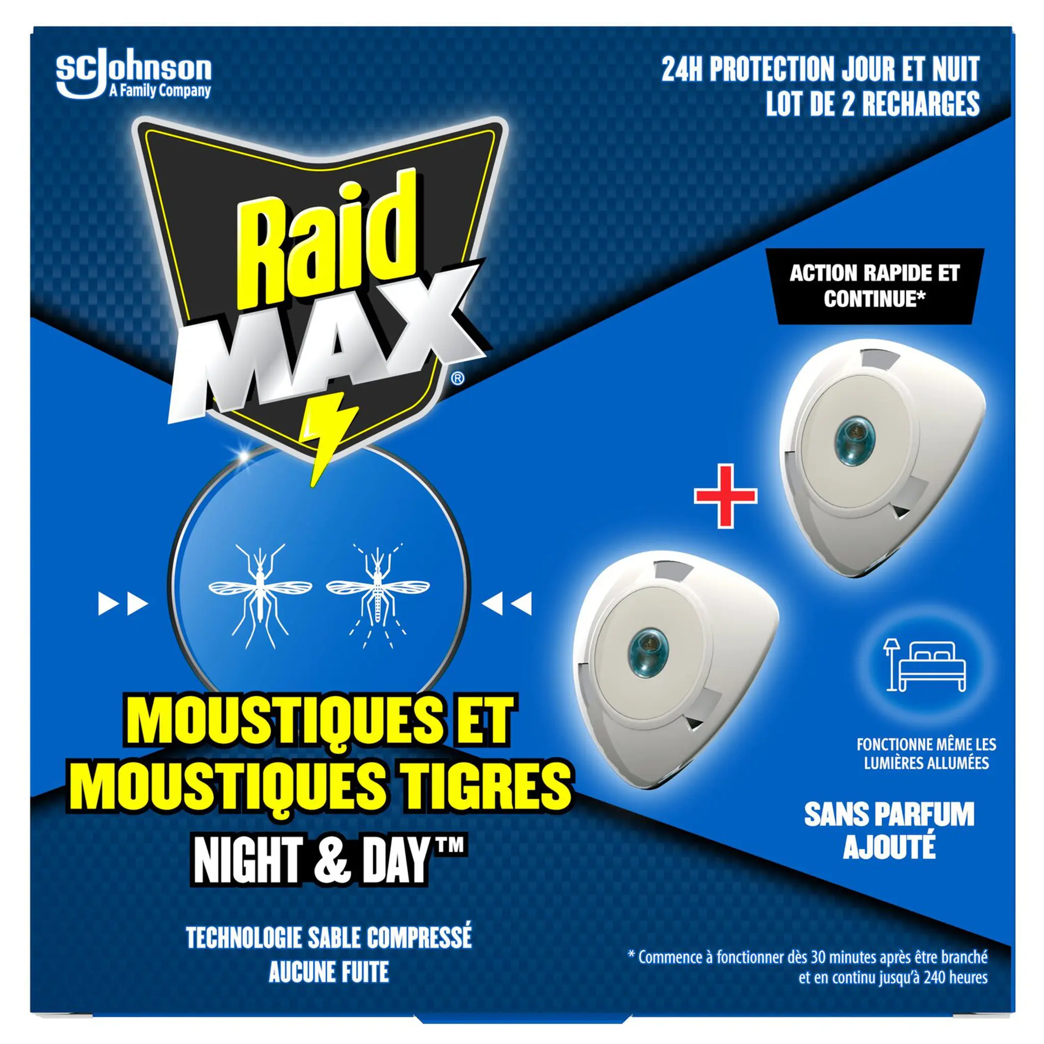 RAID Max recharges jour et nuit anti-moustiques et moustiques tigres