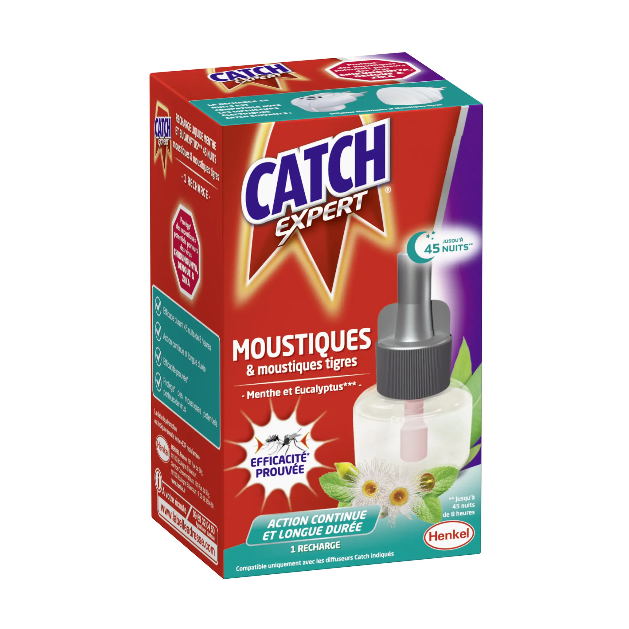 CATCH Expert Recharge liquide menthe & eucalyptus contre les moustiques & moustiques tigres