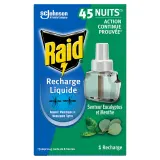 RAID Recharge liquide répulsifs moustiques et moustiques tigres senteur eucalyptus et menthe