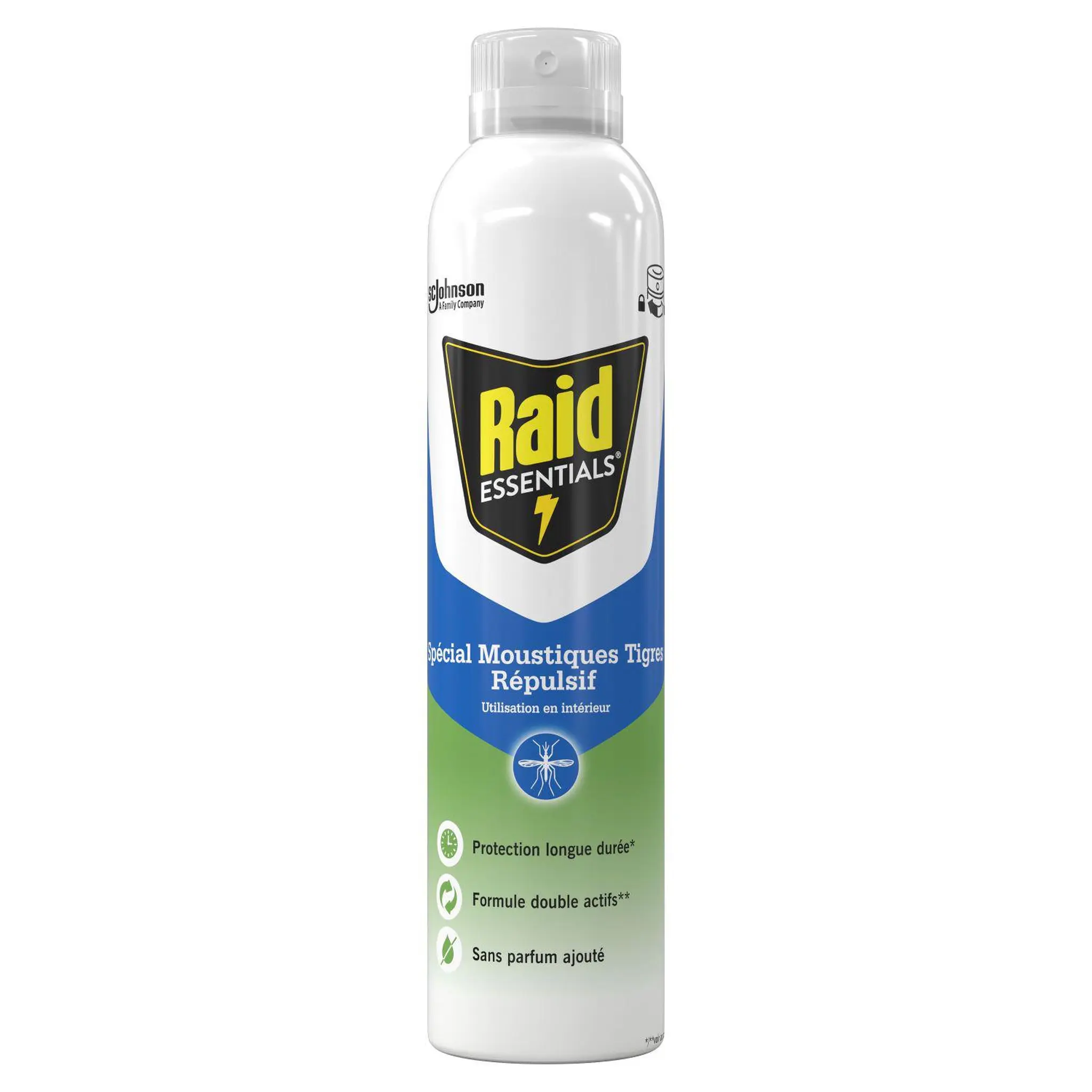 RAID Essentials aerosol répulsif moustiques et moustiques tigres sans parfum