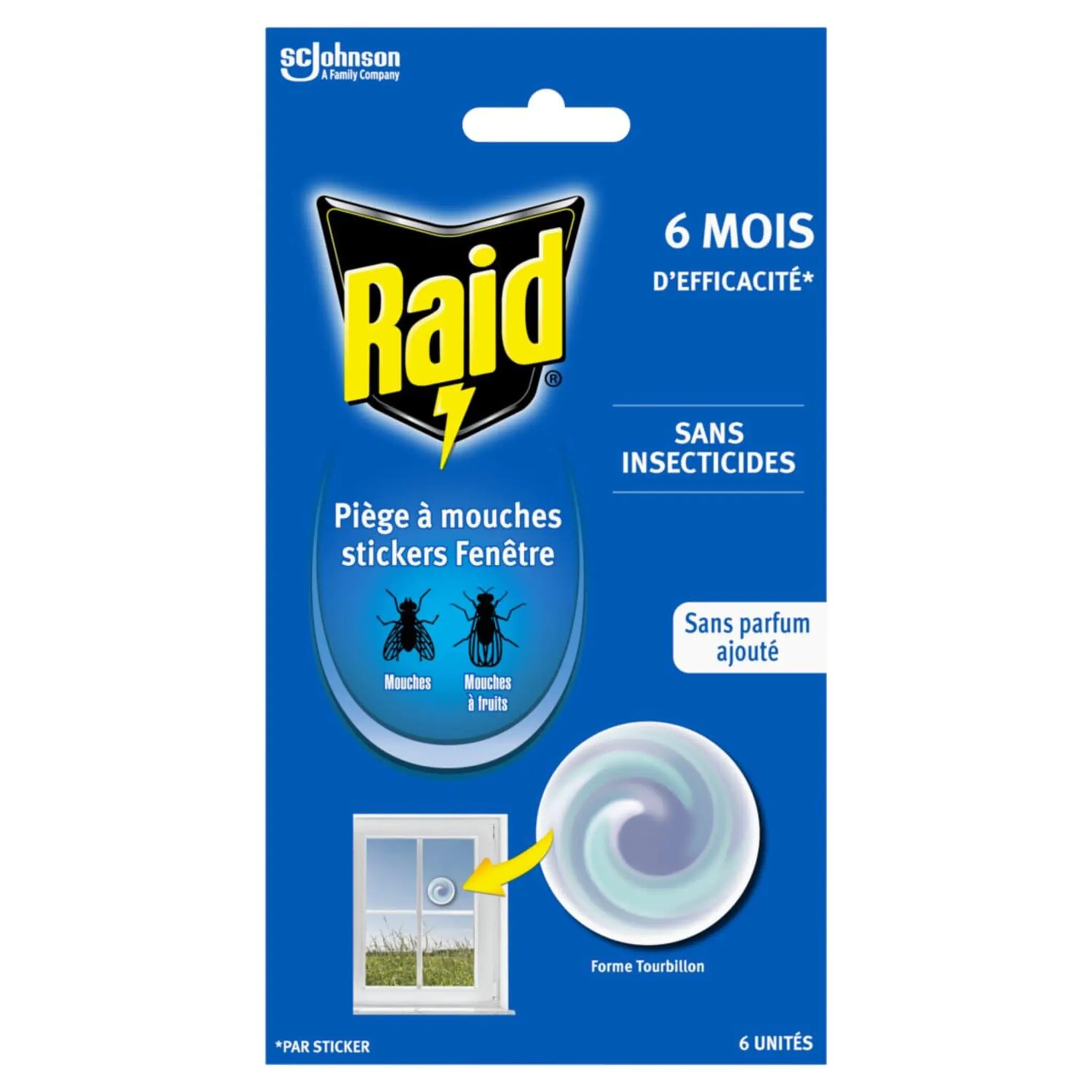 RAID Piège à mouches stickers fenêtre sans parfum ajouté sans insecticides