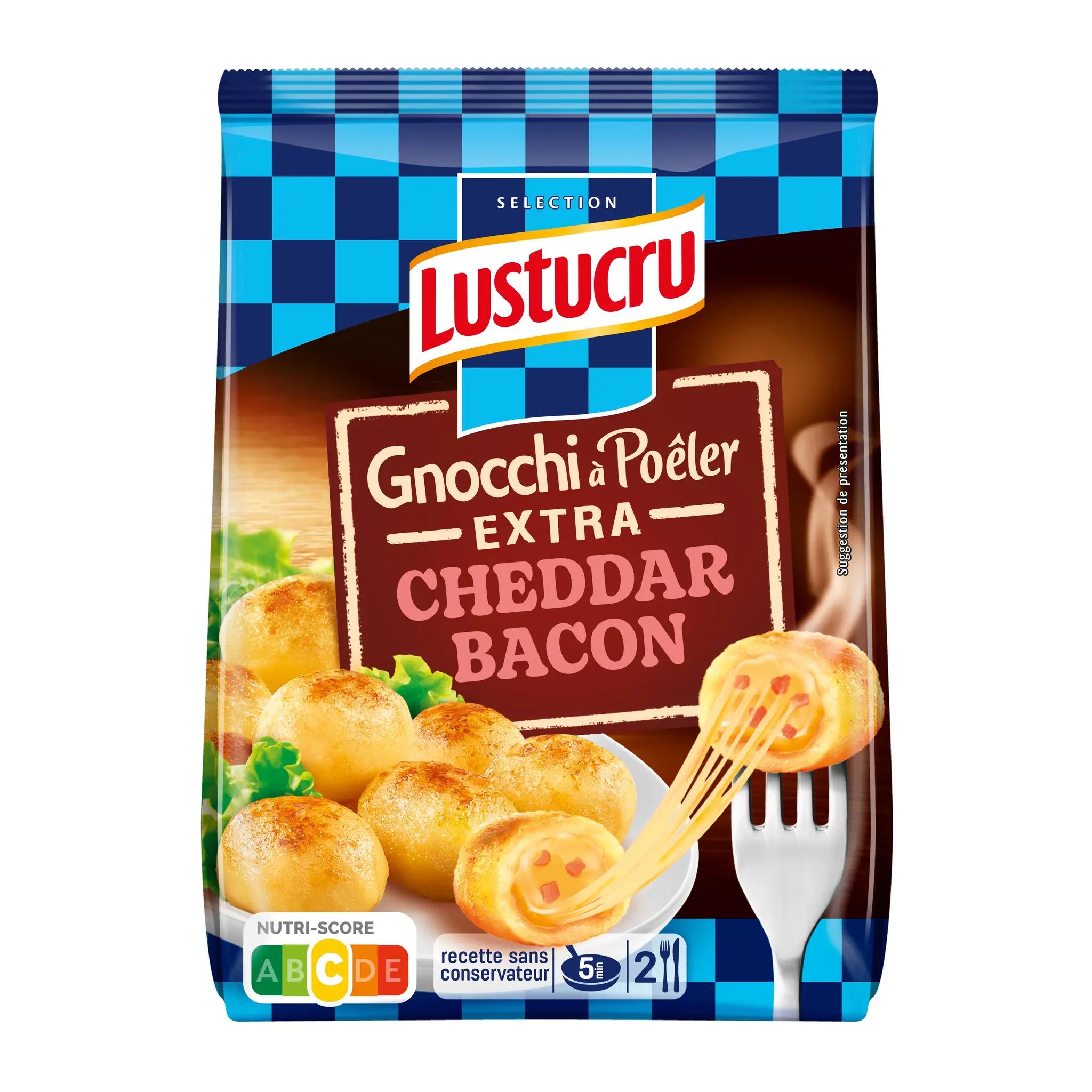 LUSTUCRU Gnocchi à poêler extra cheddar bacon