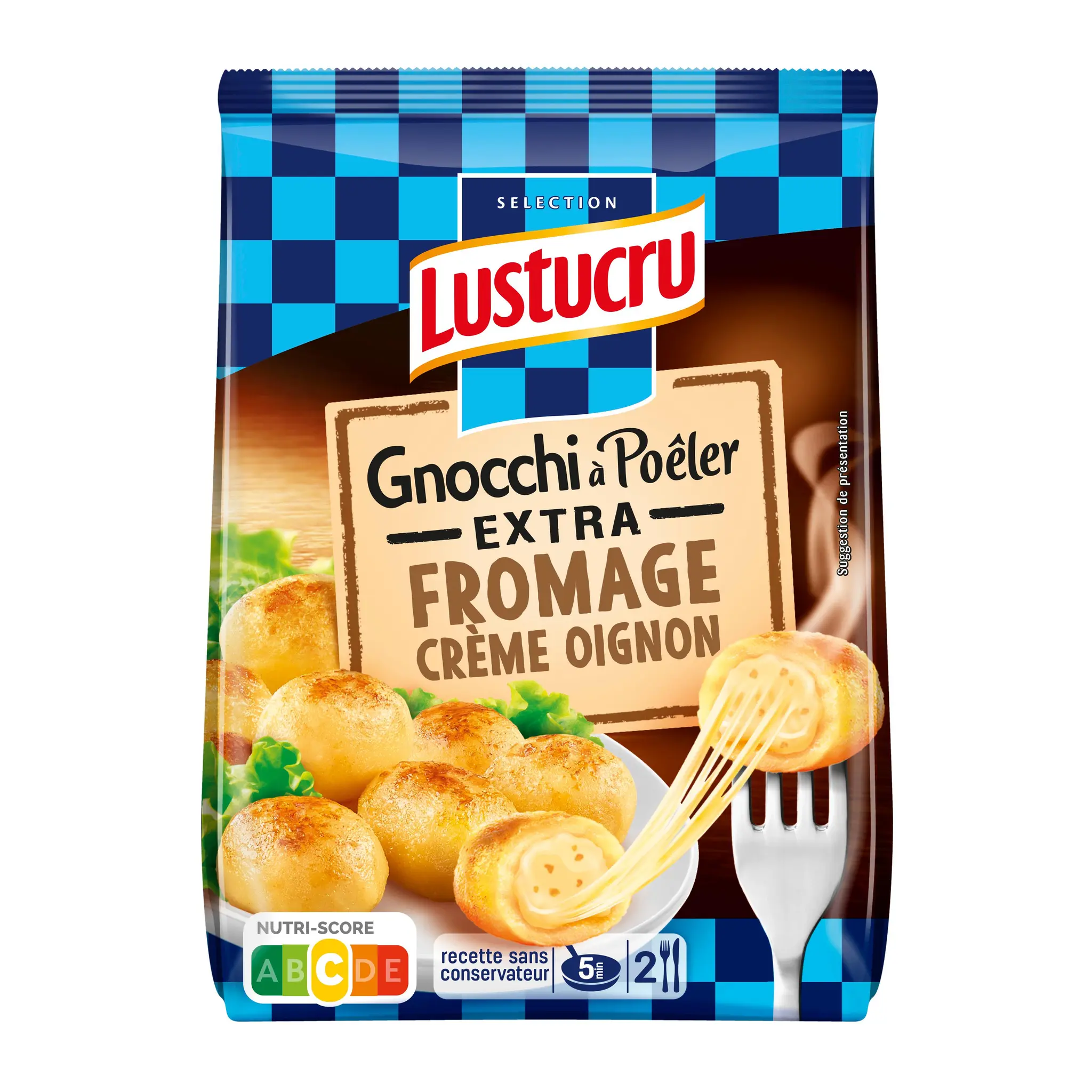 LUSTUCRU Gnocchi à poêler extra fromage crème oignon