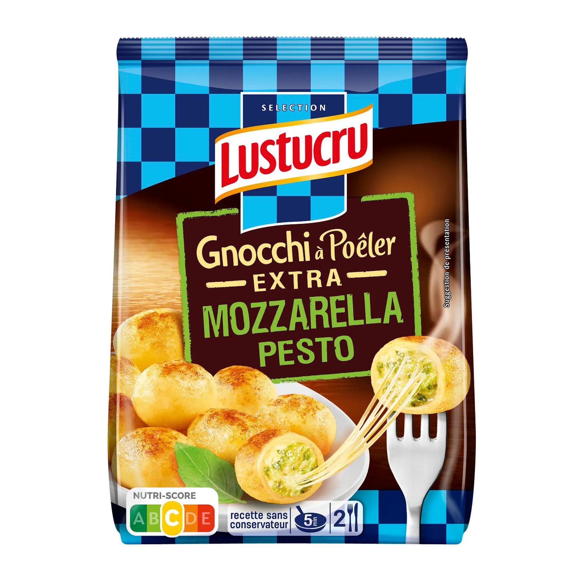 LUSTUCRU Gnocchi à poêler extra mozarella pesto