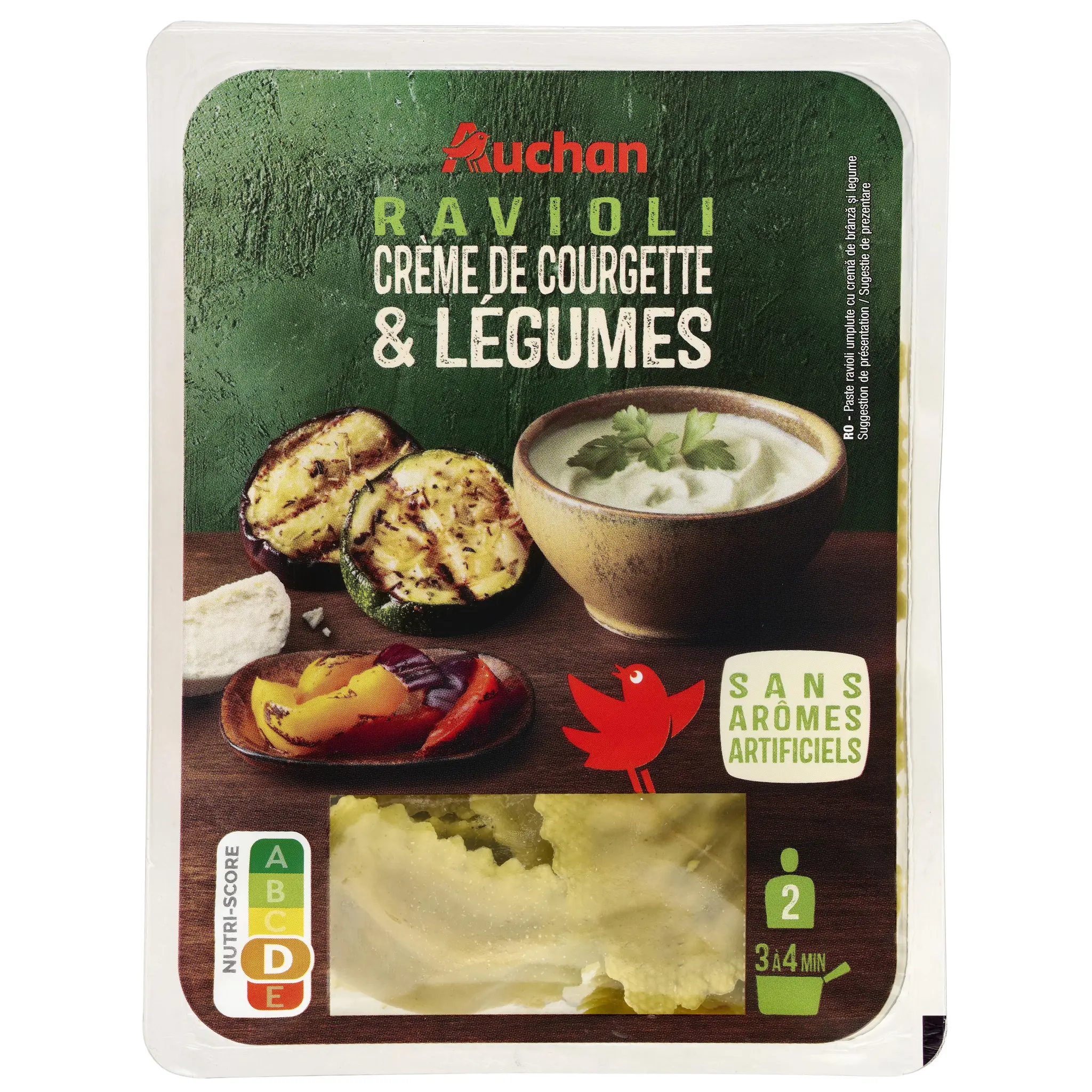 AUCHAN Ravioli crème de courgette et légumes