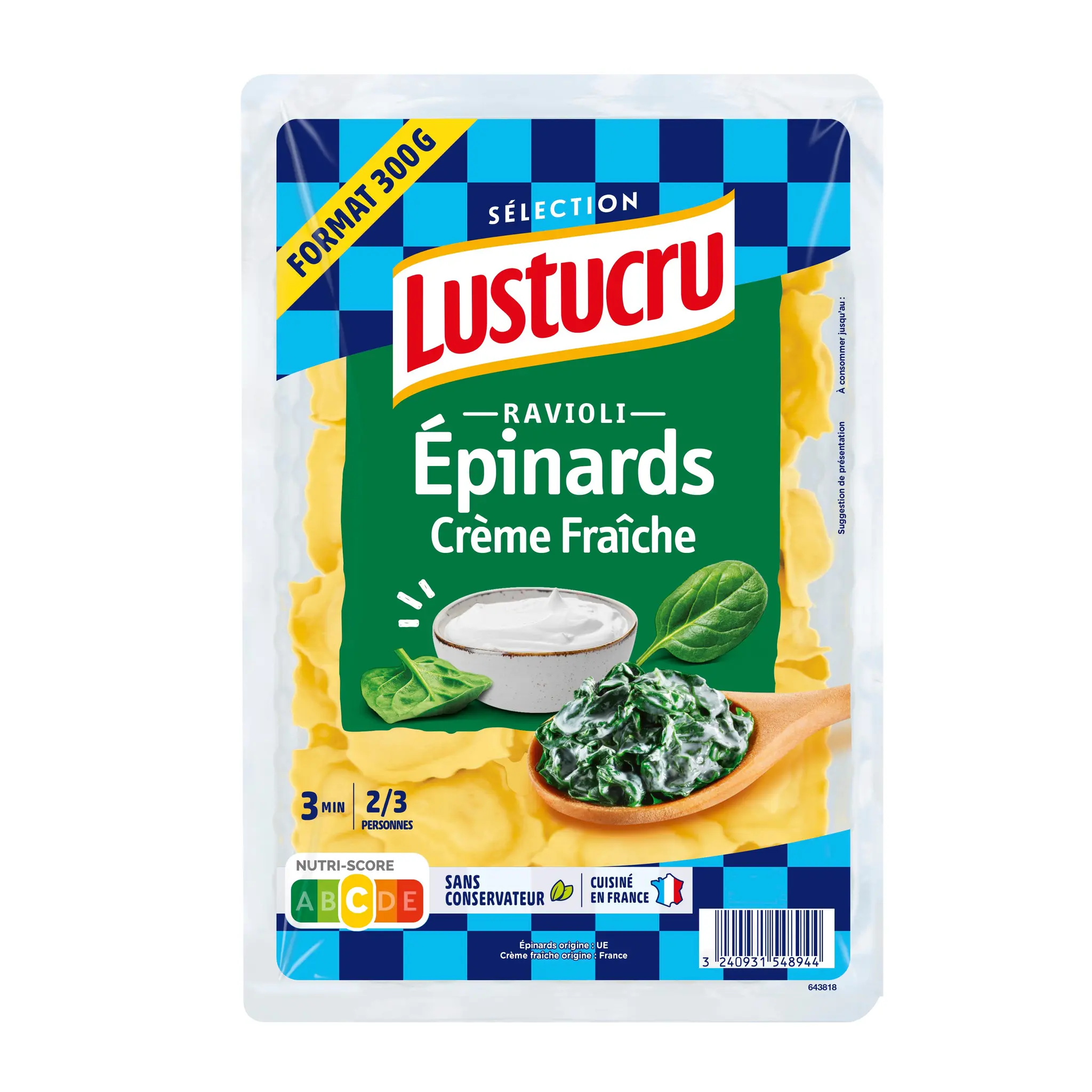 LUSTUCRU Ravioli épinards crème fraîche