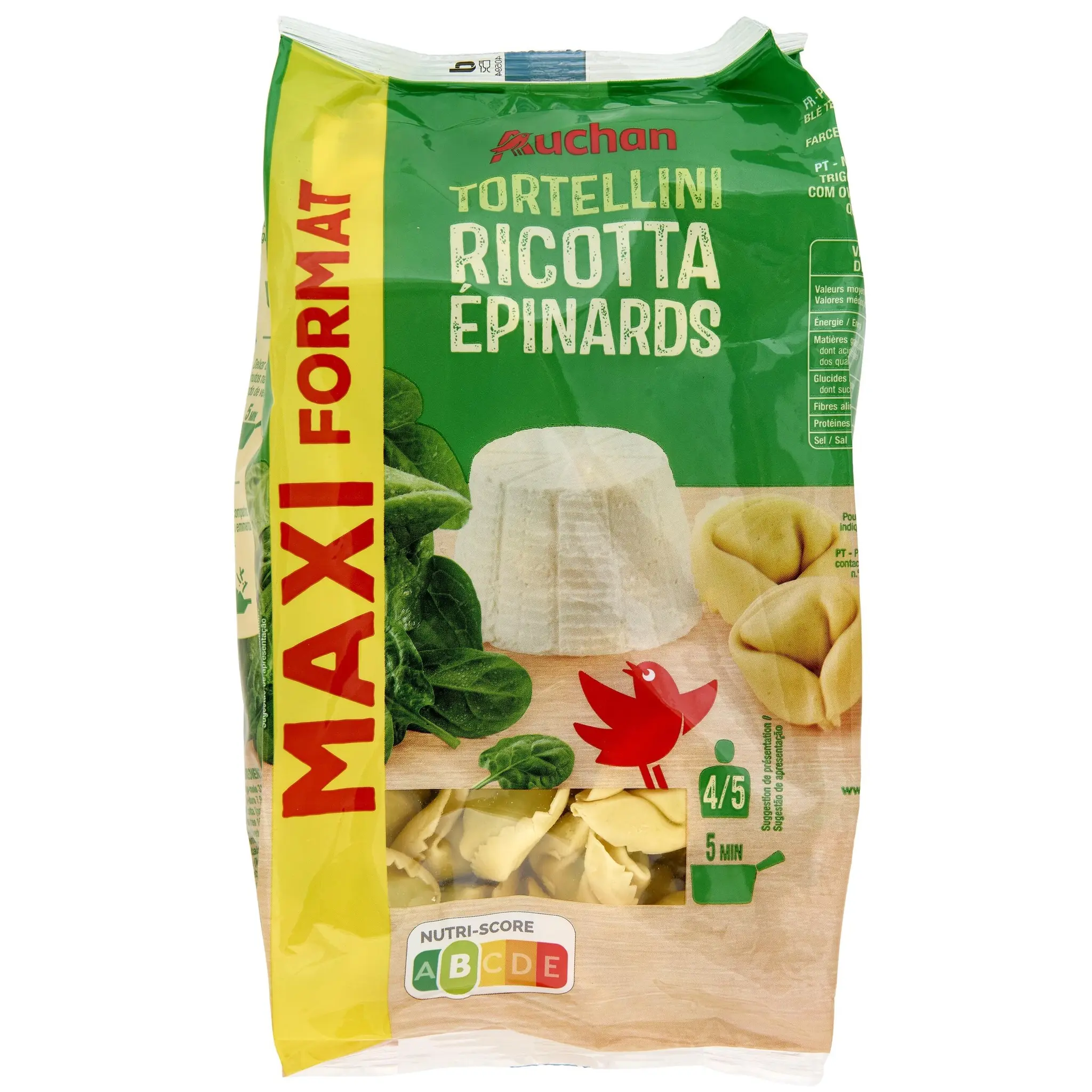 AUCHAN Tortellini ricotta épinards
