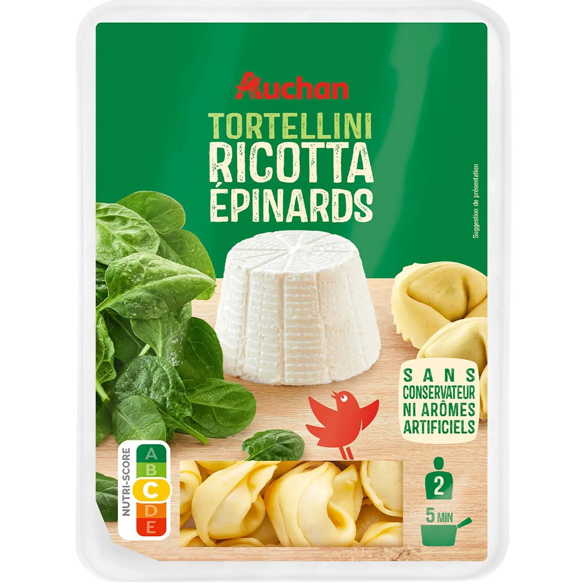 AUCHAN Tortellini ricotta épinards