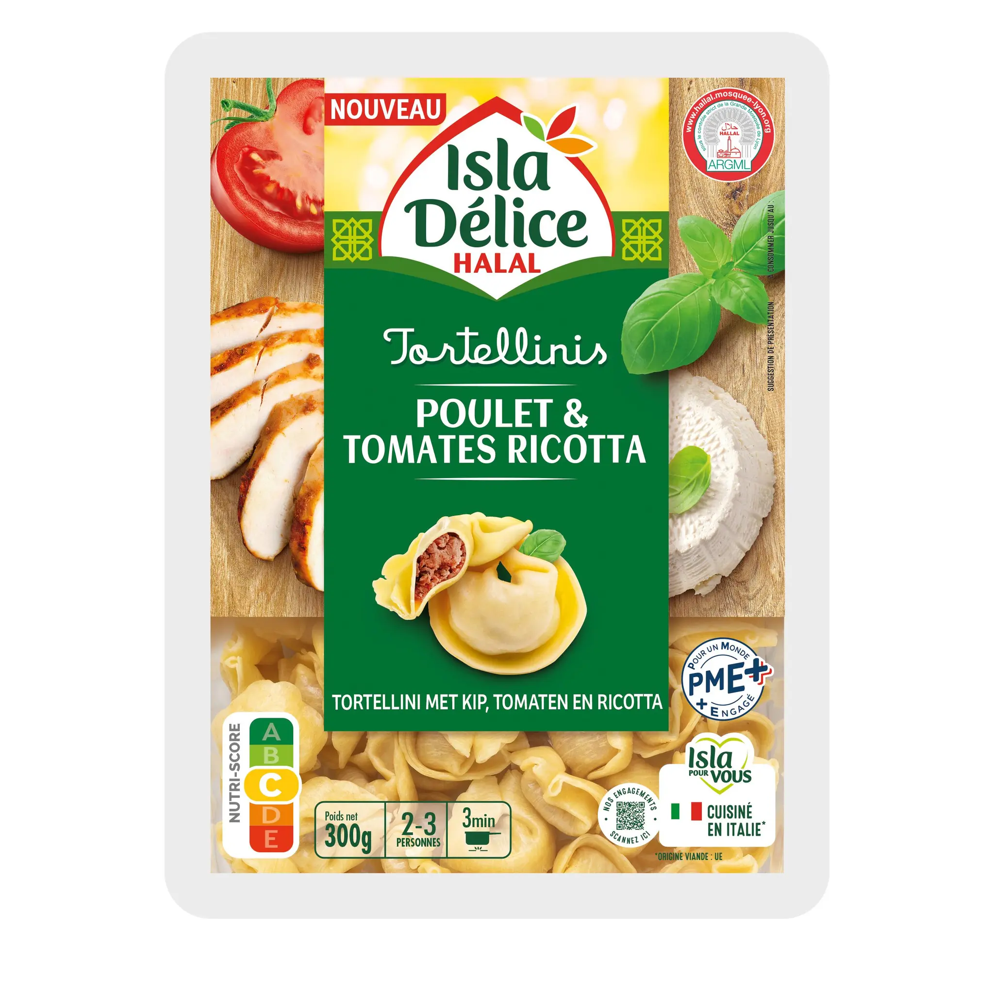 ISLA DELICE Tortellini poulet et tomates ricotta halal