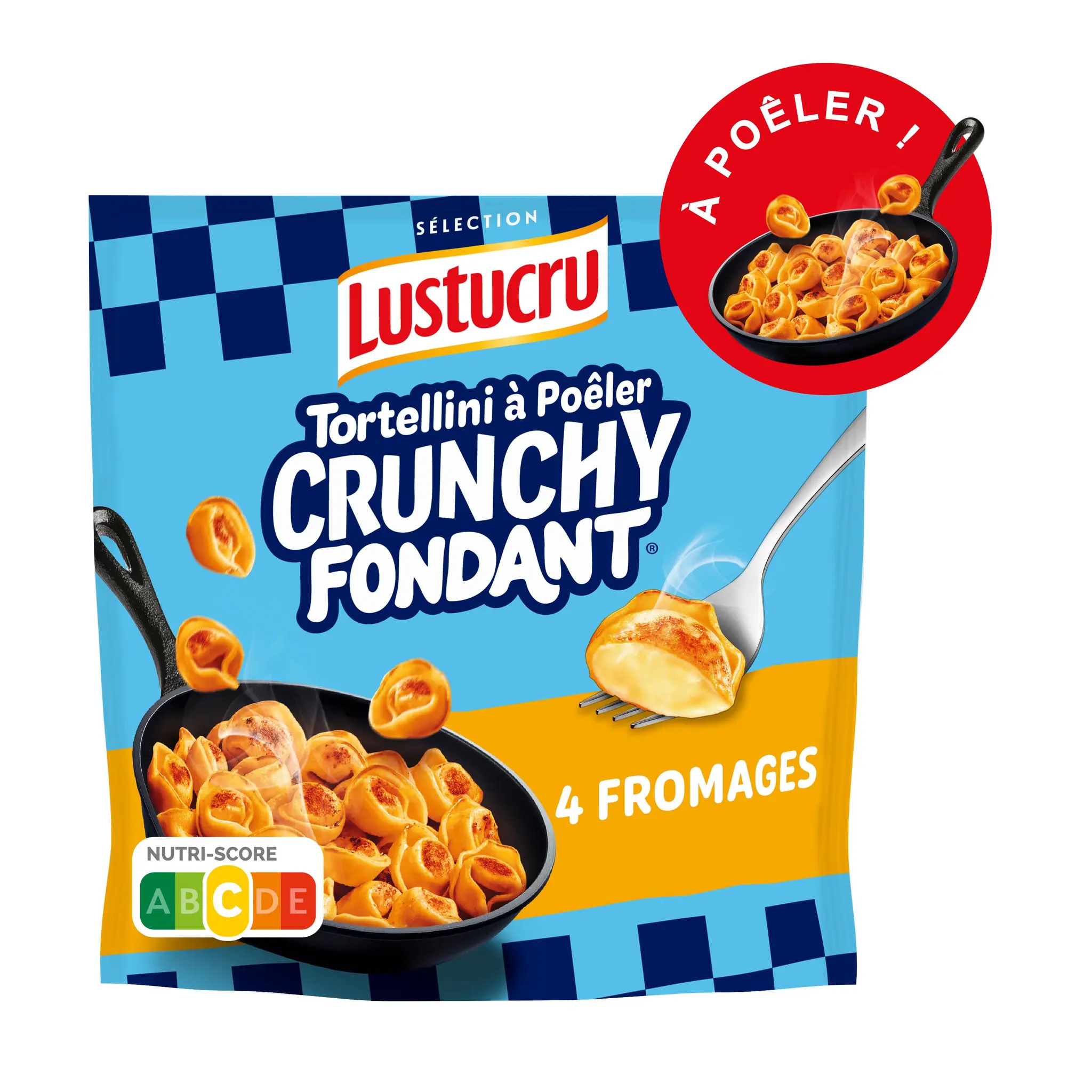 LUSTUCRU SELECTION Tortellini crunchy fondant aux 4 fromages à poêler