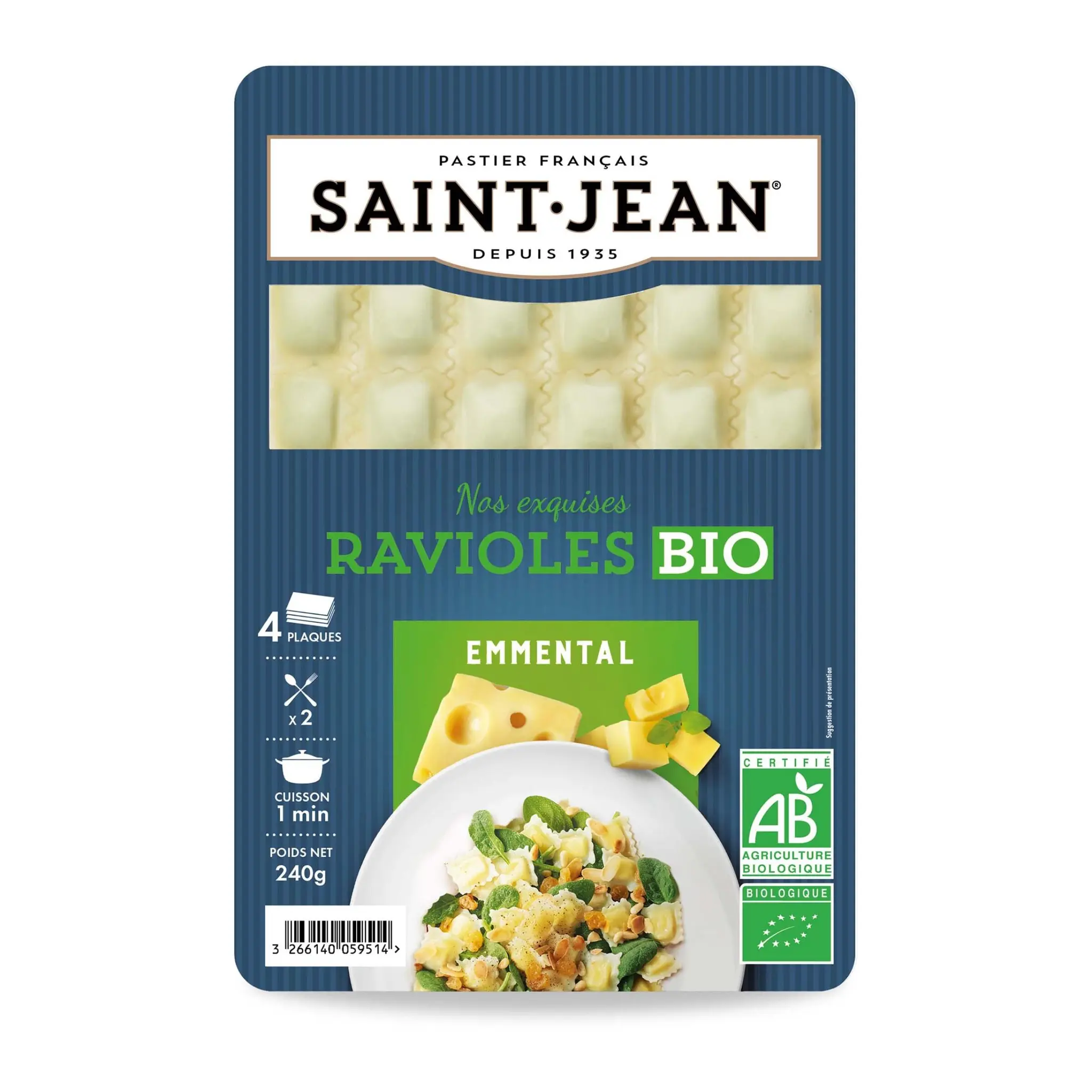SAINT JEAN Ravioles à l'emmental Bio