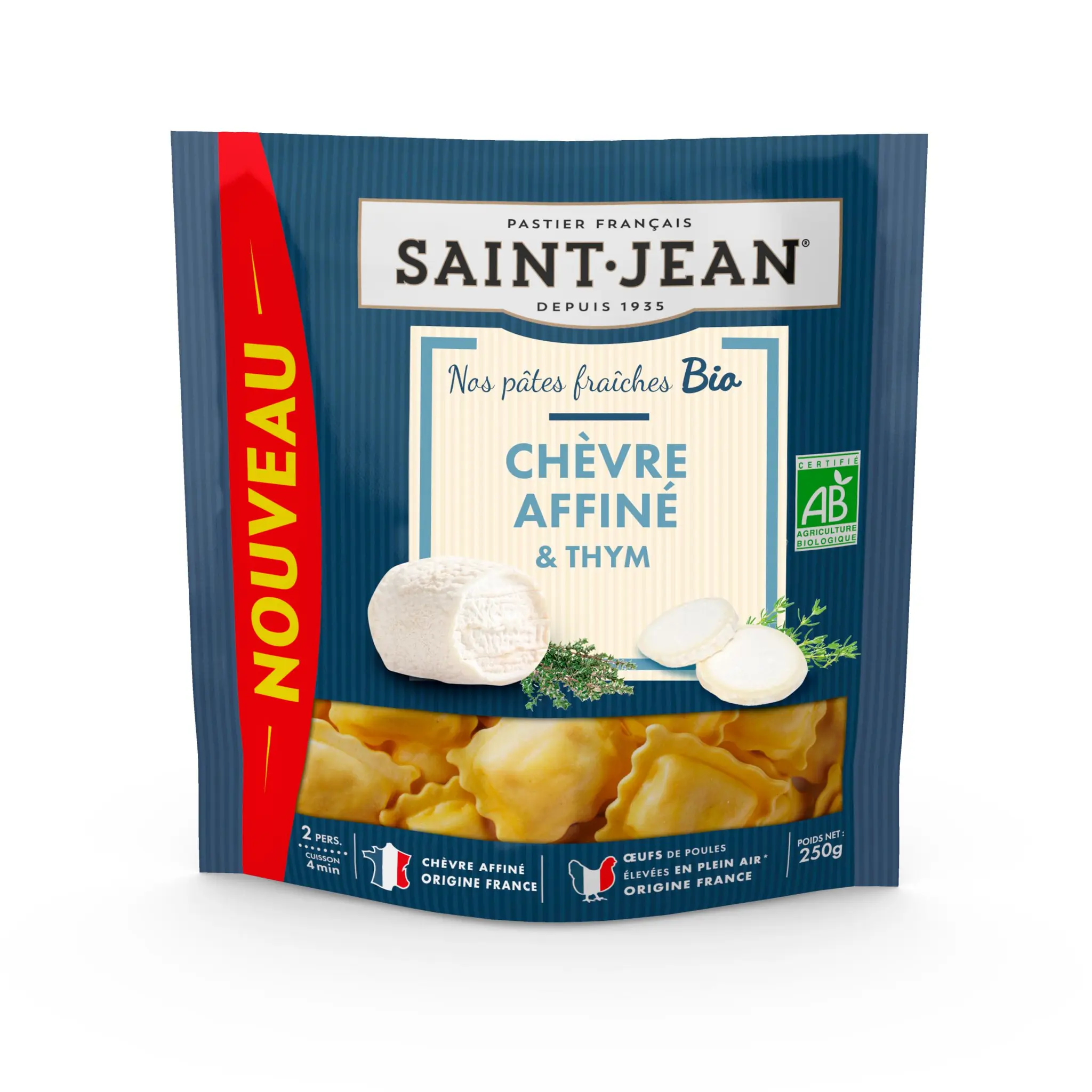 SAINT JEAN Ravioli bio au chèvre affiné et thym