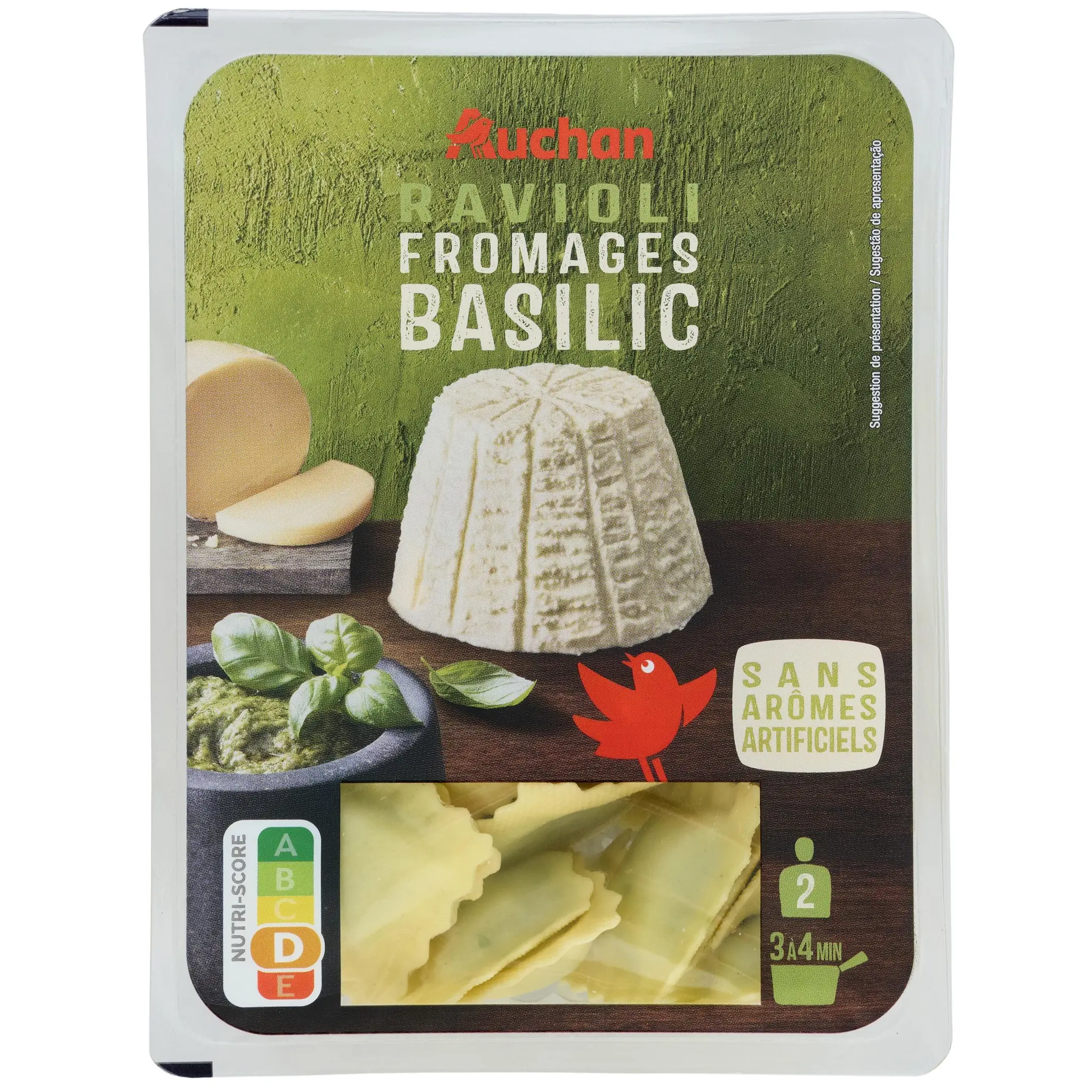 AUCHAN Ravioli fromages basilic