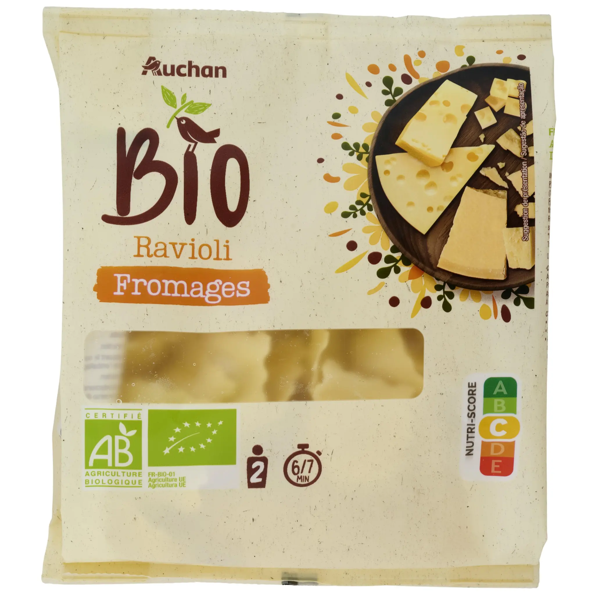 AUCHAN BIO Ravioli 3 fromages