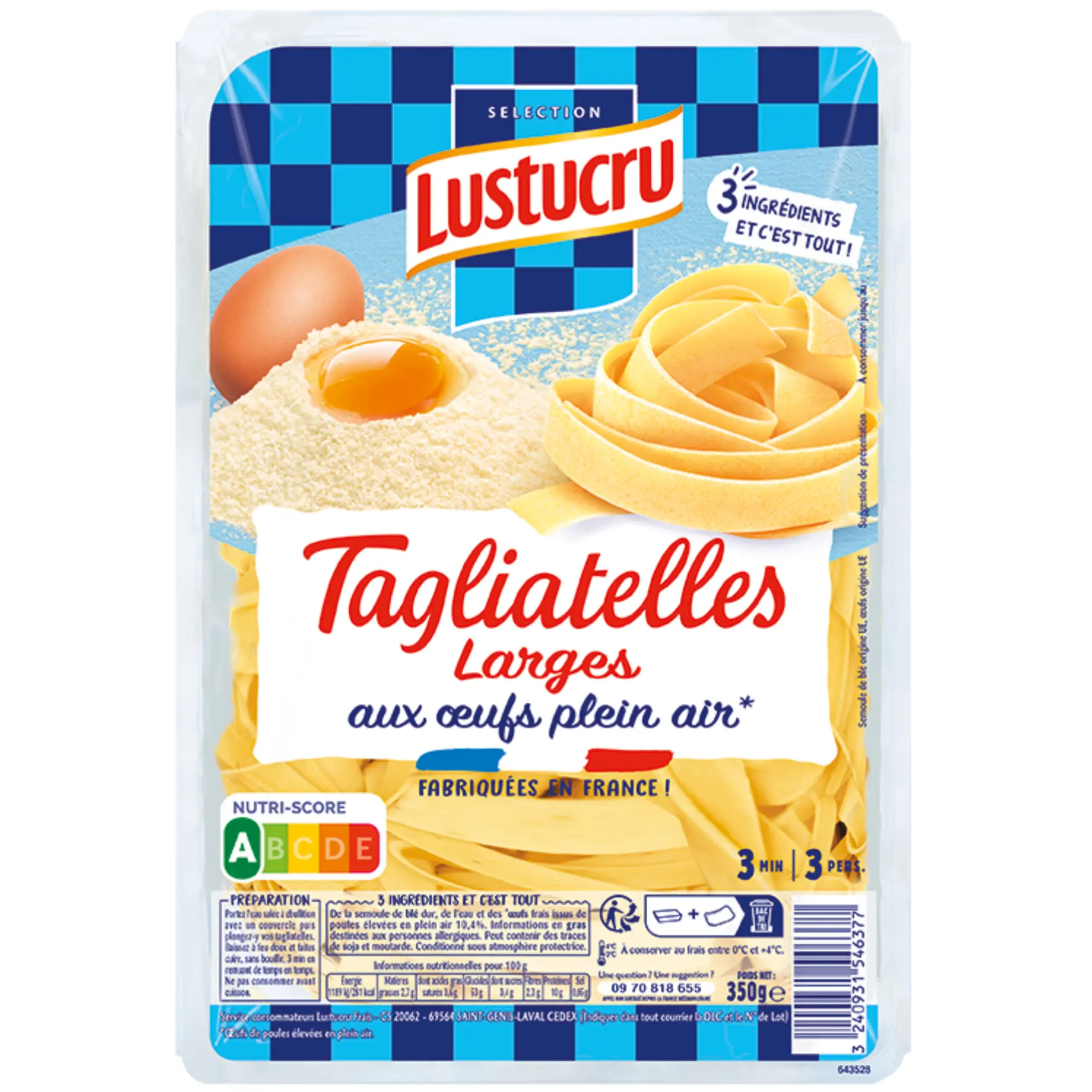 LUSTUCRU Tagliatelles larges aux oeufs