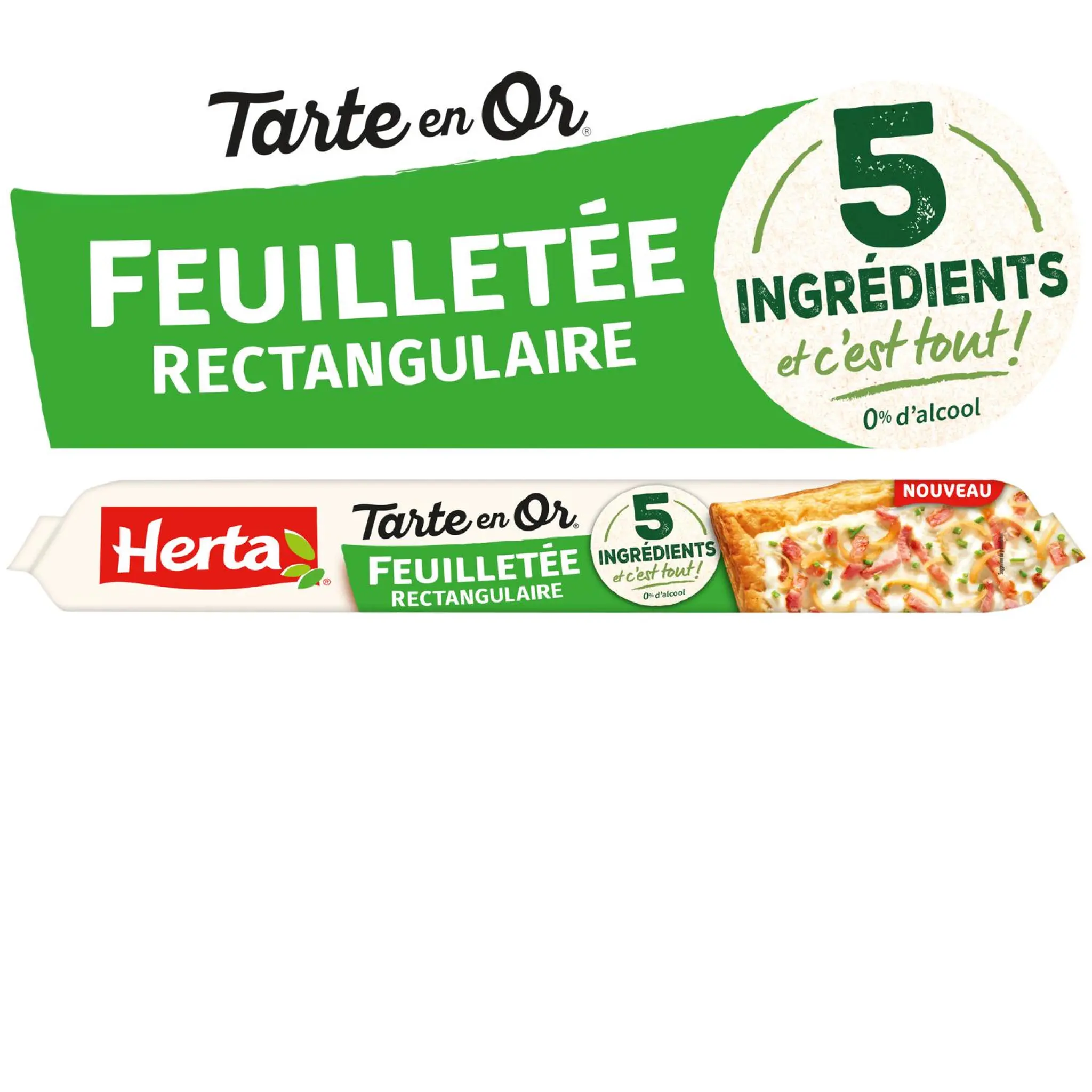 HERTA Tarte en or pâte feuilletée rectangulaire