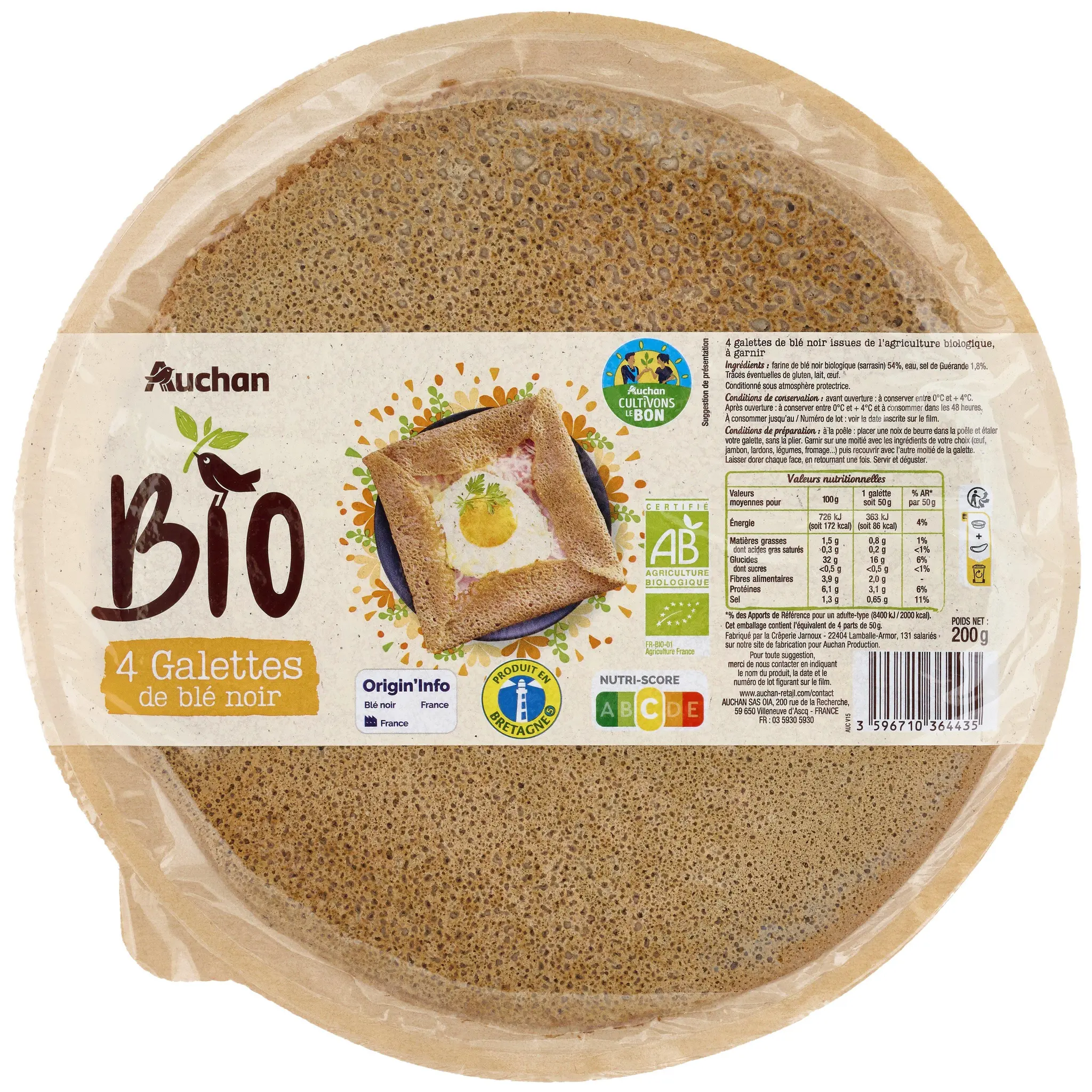 AUCHAN BIO Galettes au blé noir