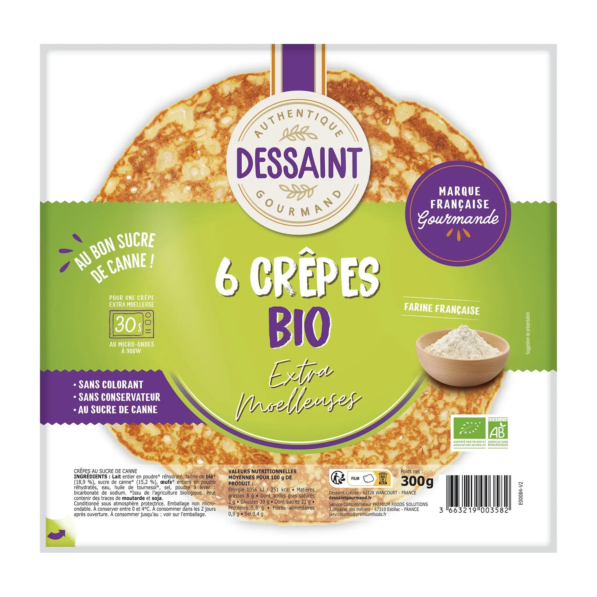 DESSAINT Crêpe moelleuse au lait entier bio