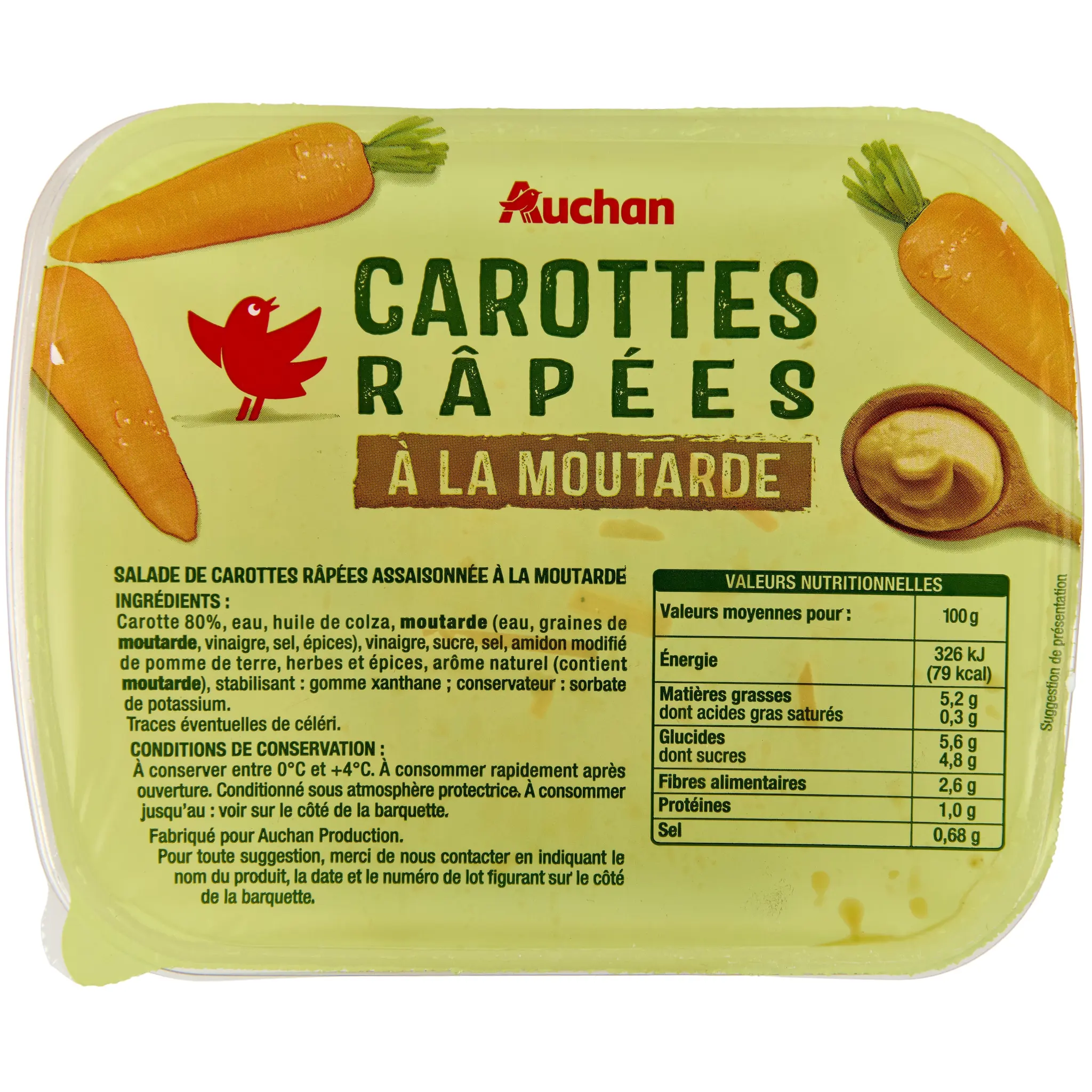 AUCHAN Carottes râpées à la moutarde