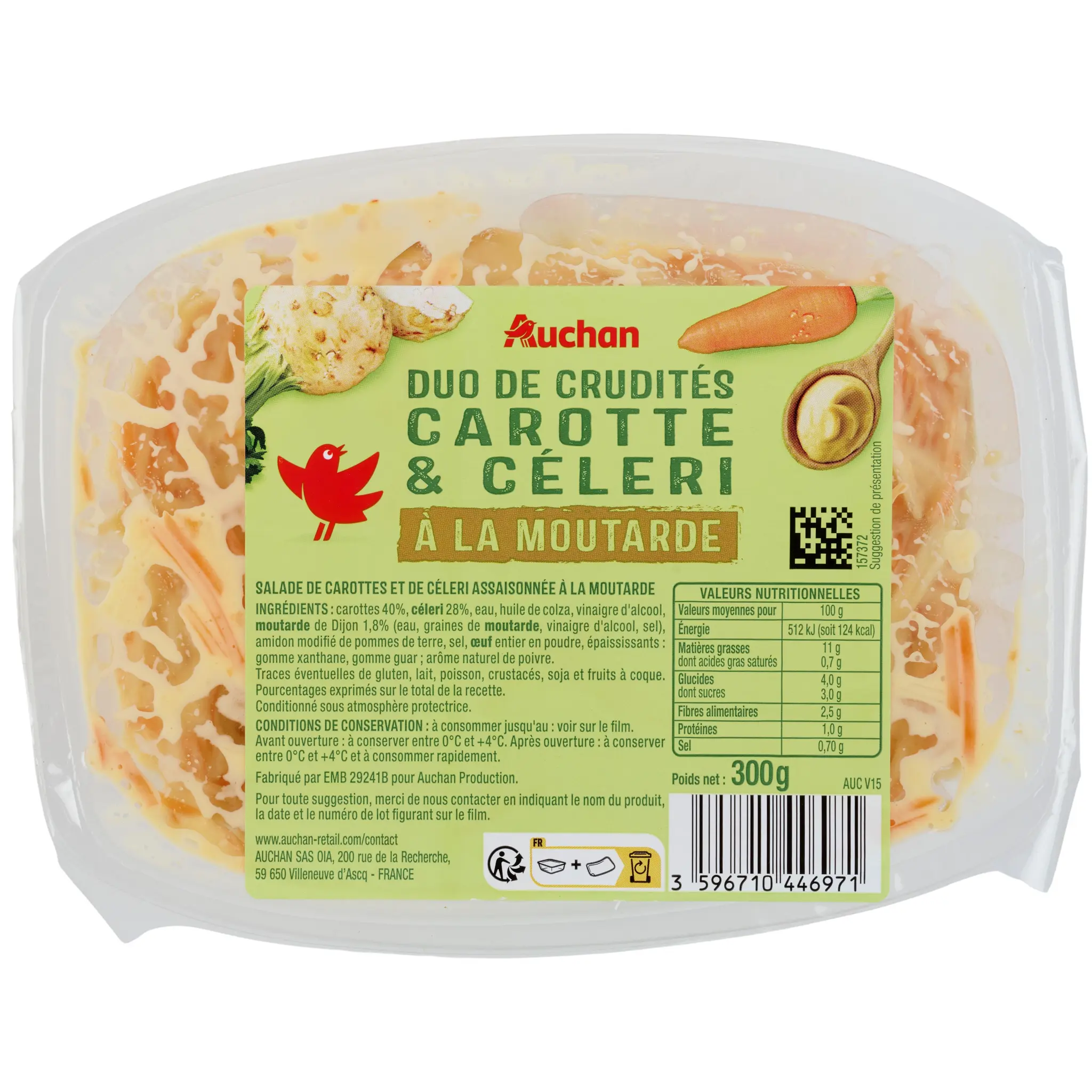 AUCHAN Duo de crudités carotte et céleri assaisonnées