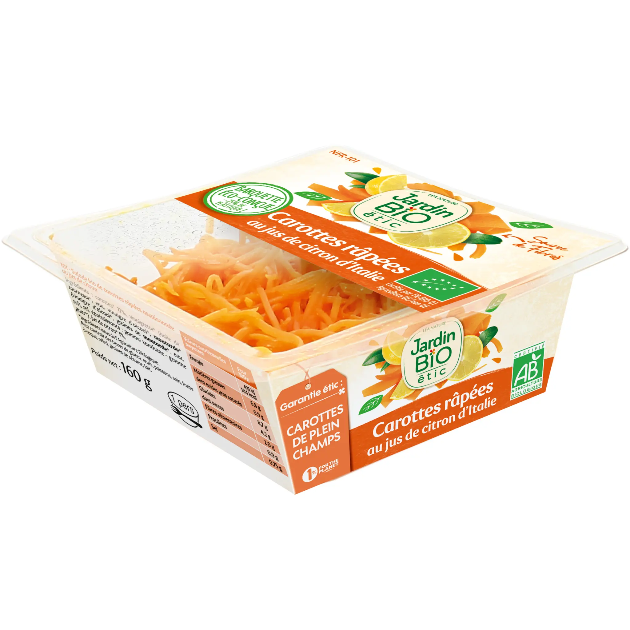 JARDIN BIO ETIC Carottes râpées au jus de citron d'Italie